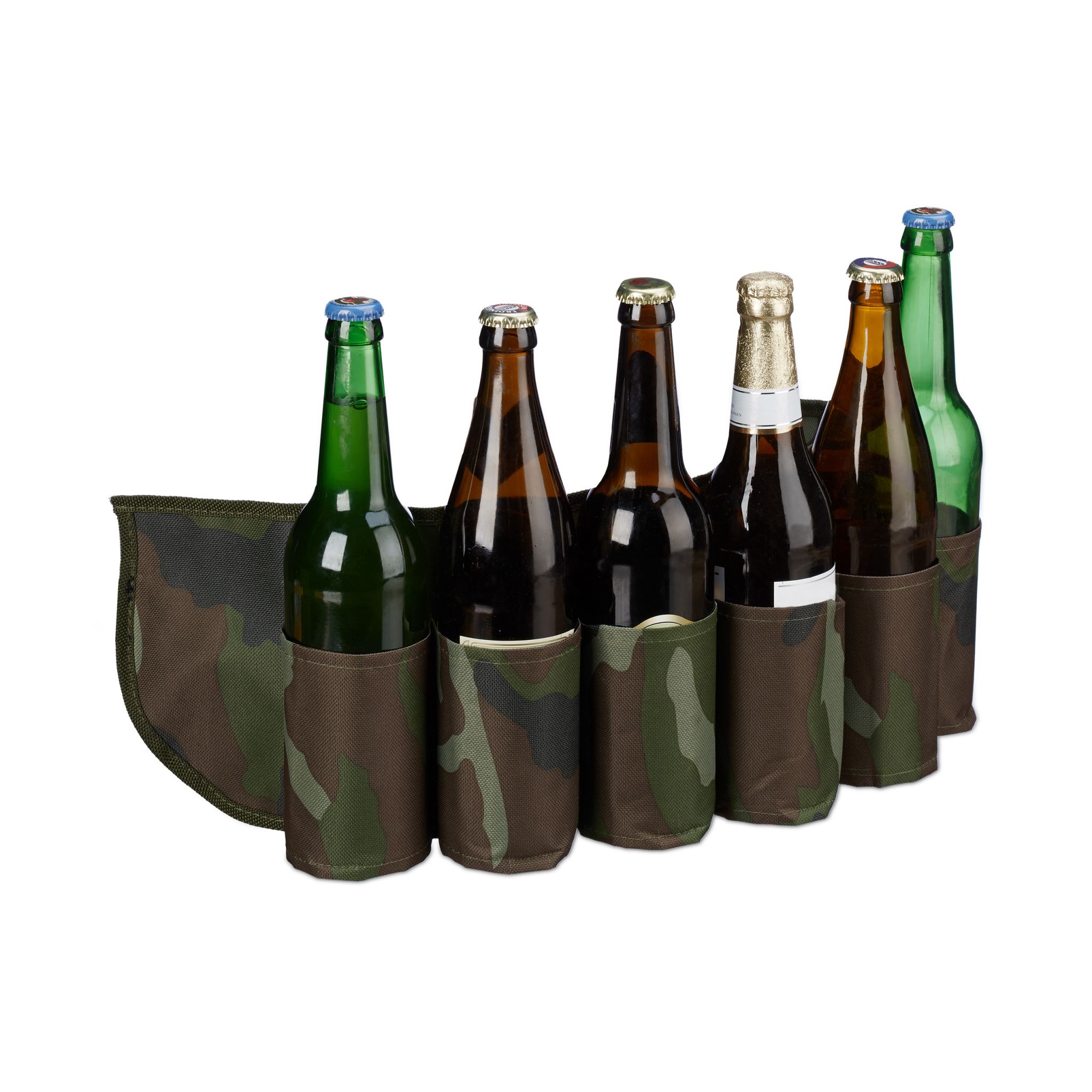 Biergürtel für 6 Dosen & Flaschen Dunkelbraun-Schwarz