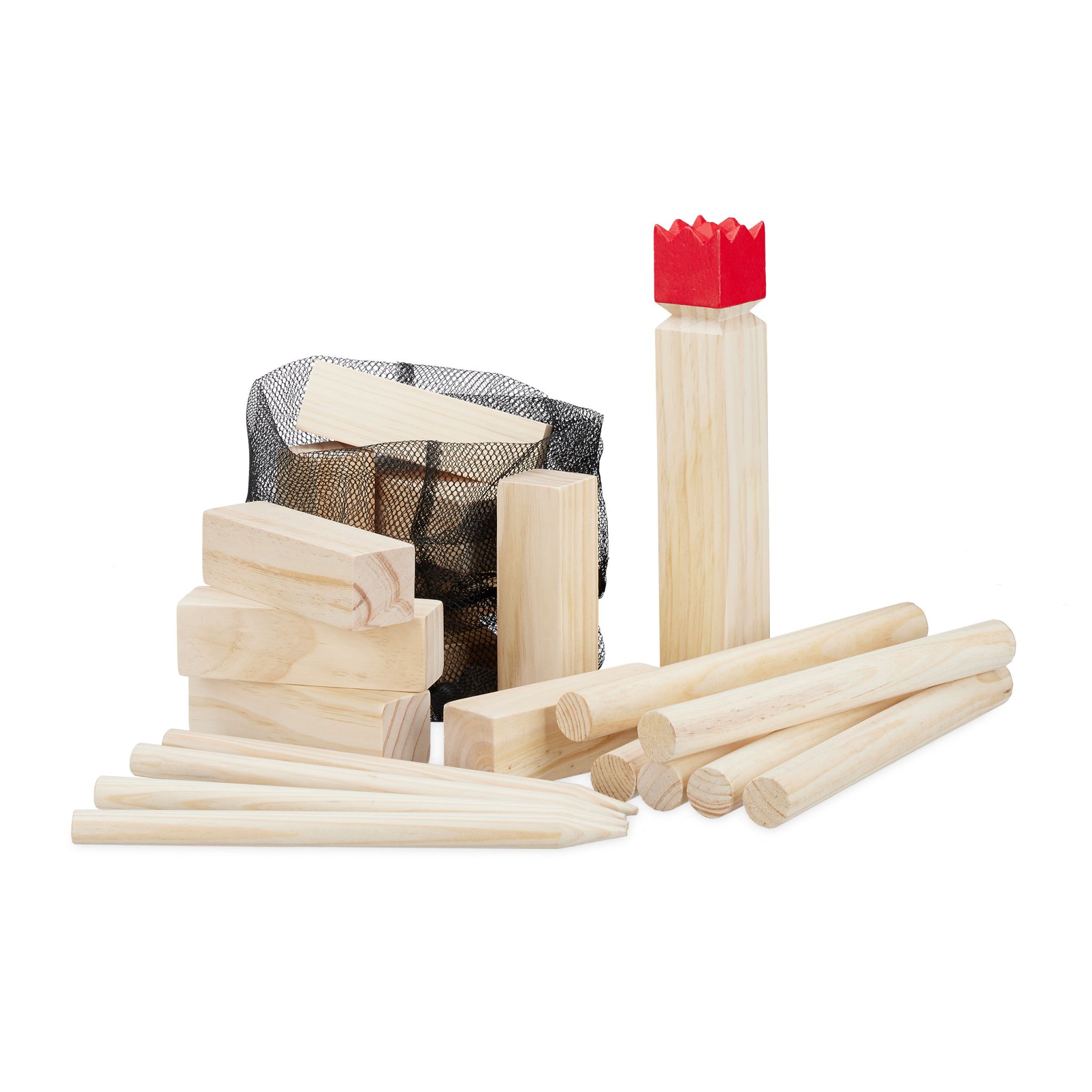 Kubb Wikingerspiel Hellbraun-Rot