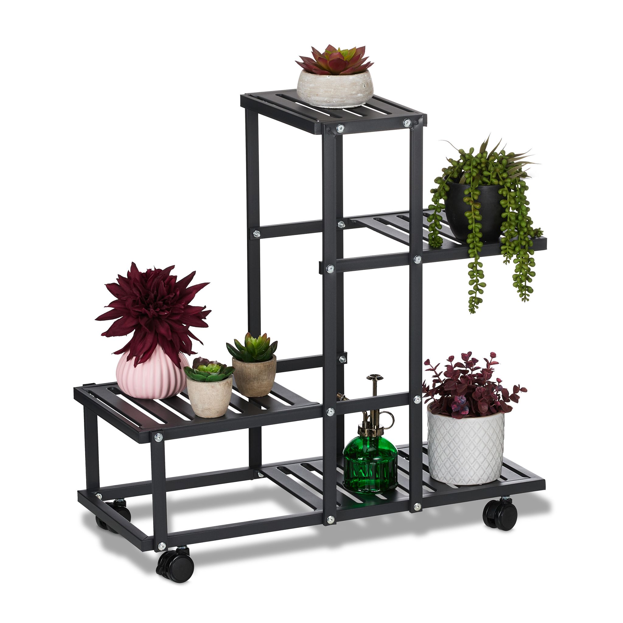 Blumenständer mit Rollen Schwarz