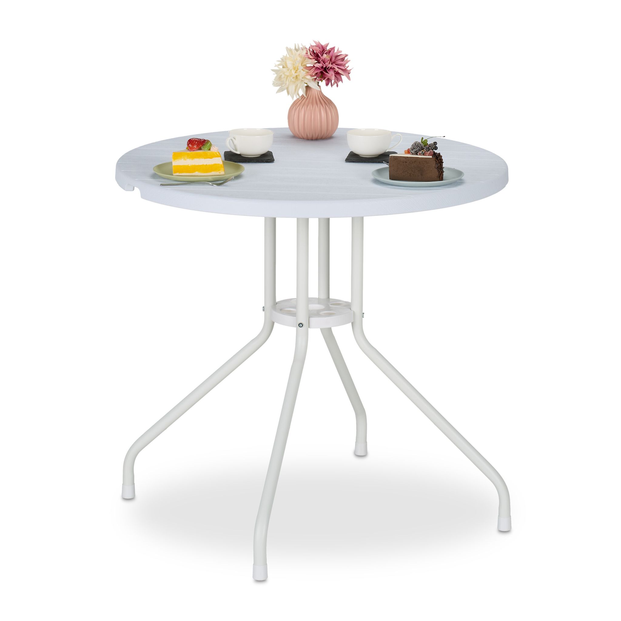 Gartentisch in weisser Holz-Optik Weiss