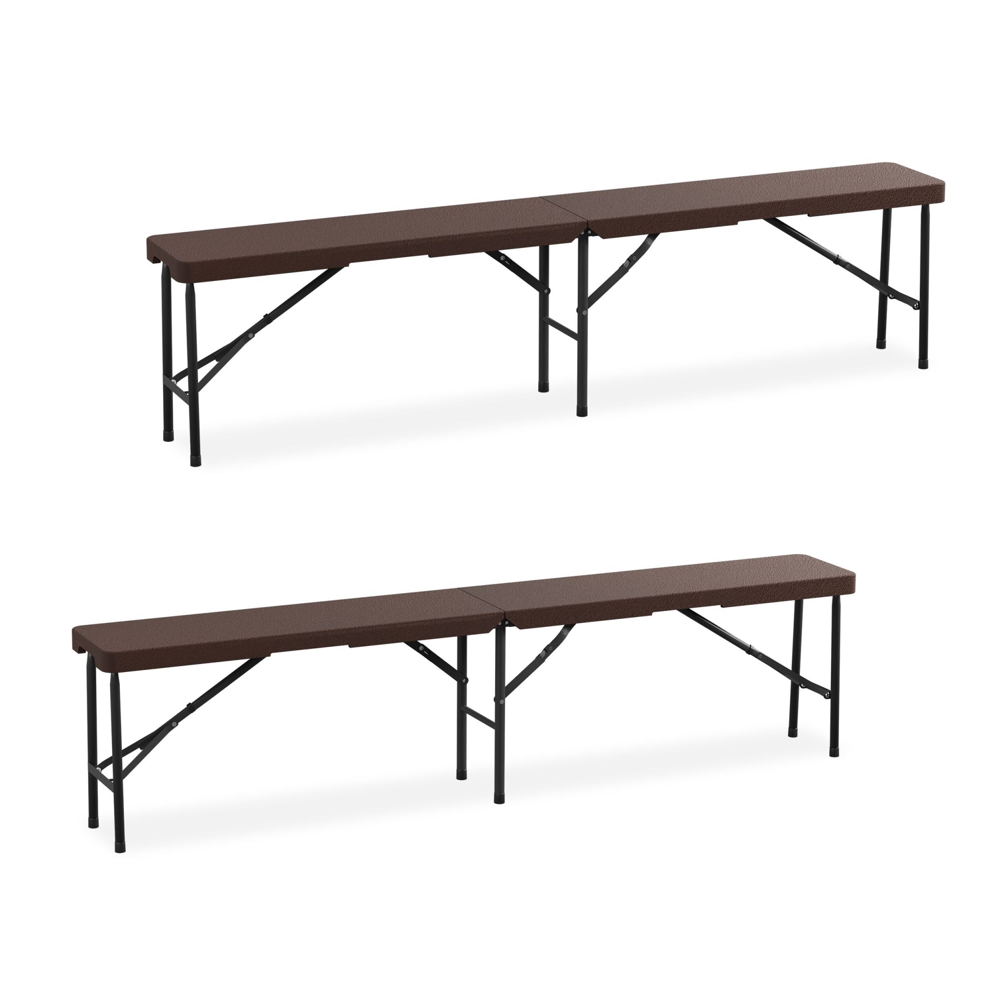 Bierbank 2er-Set 180cm Braun-Schwarz