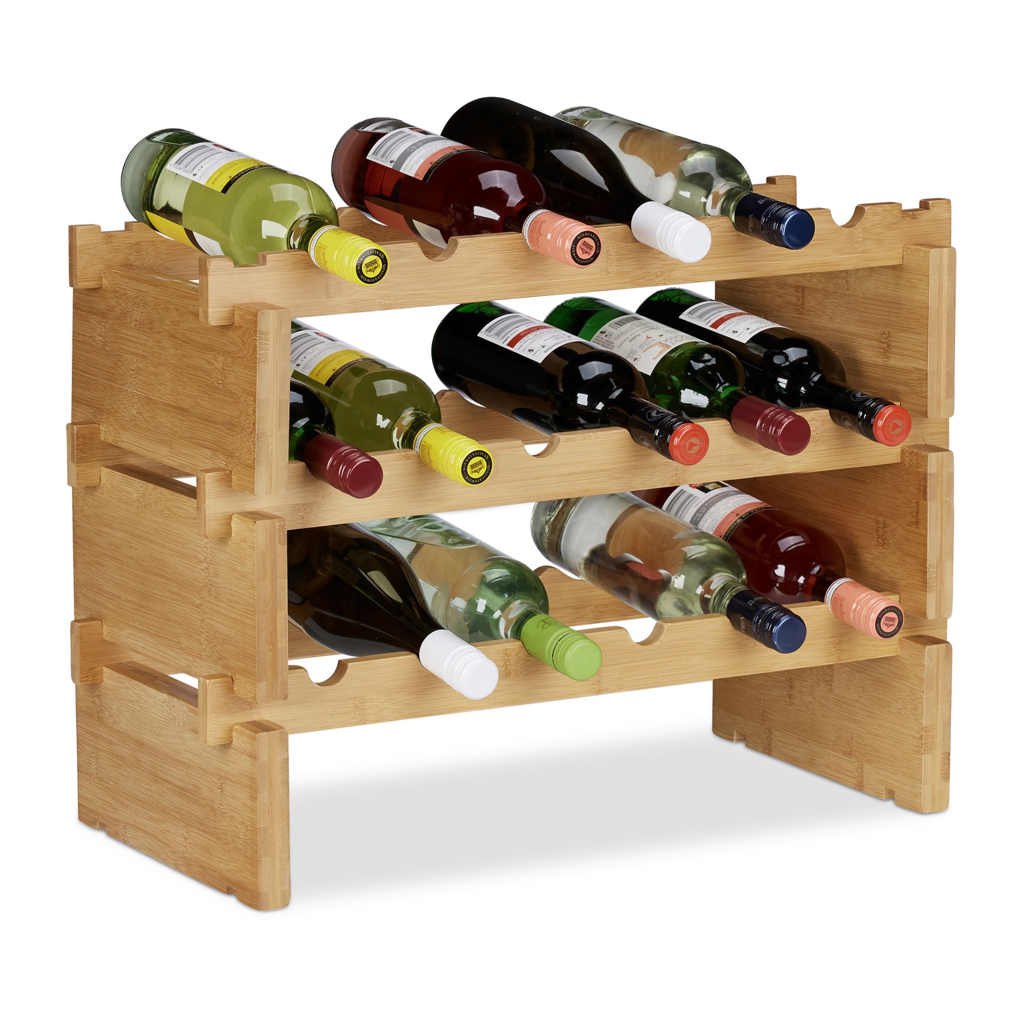 Stapelbares Weinregal Bambus Hellbraun