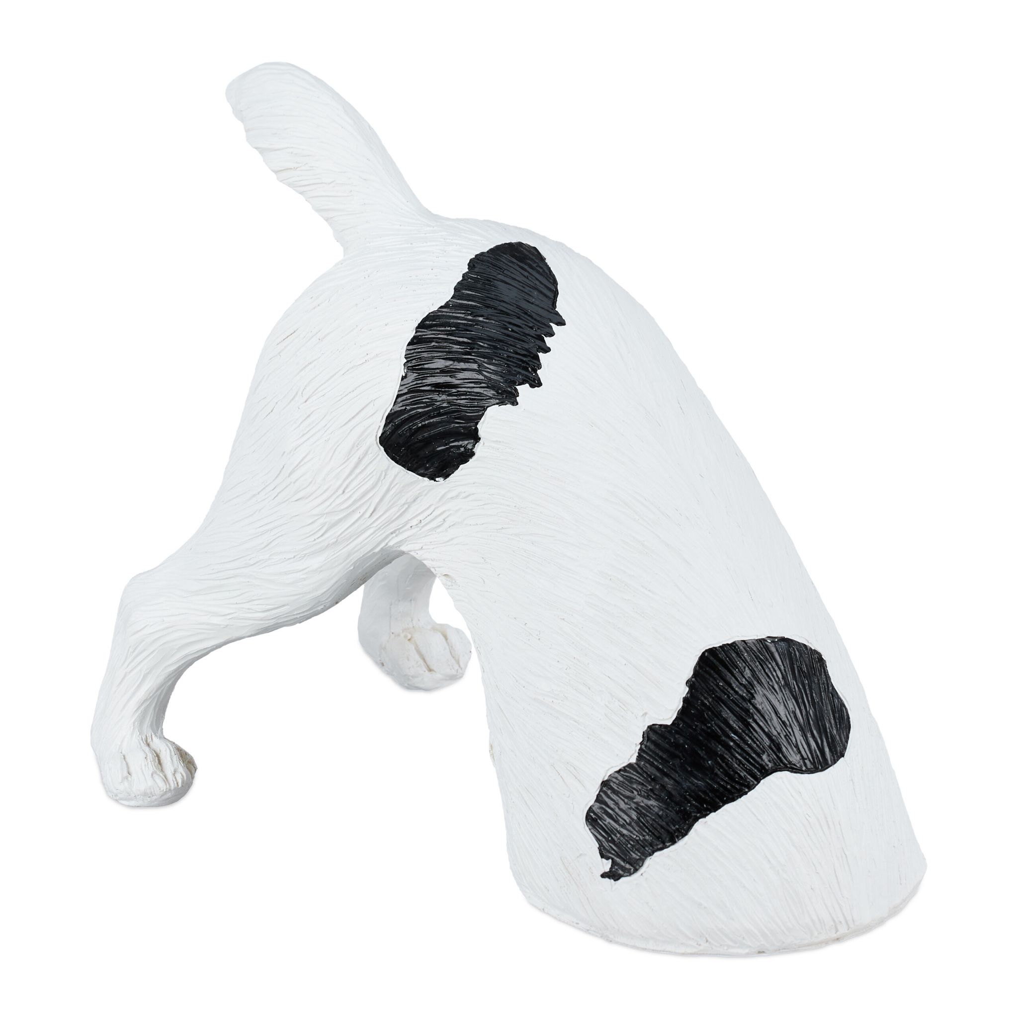 Gartenfigur buddelnder Hund Weiss-Schwarz
