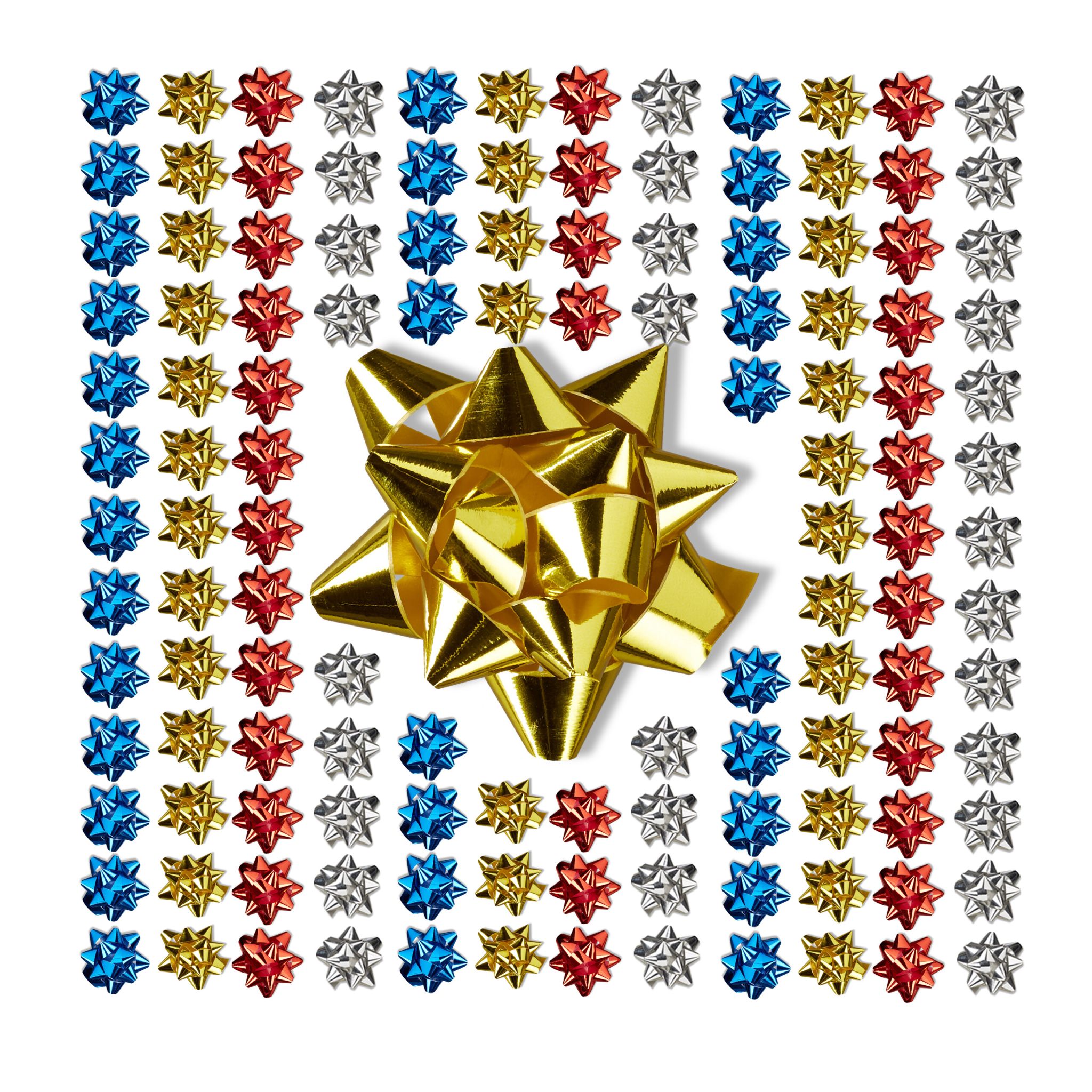 Geschenkschleifen 200er-Set Blau-Rot-Silber