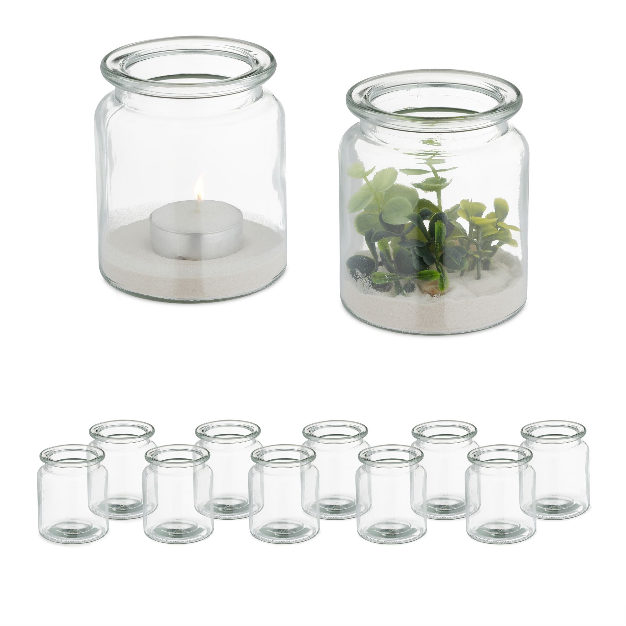 Windlicht 12er-Set Transparent