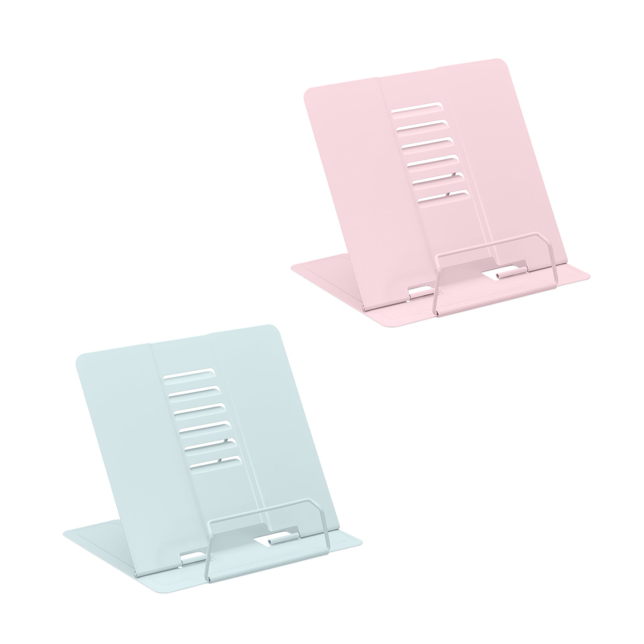 Buchständer 2er-Set höhenverstellbar Hellblau-Rosa