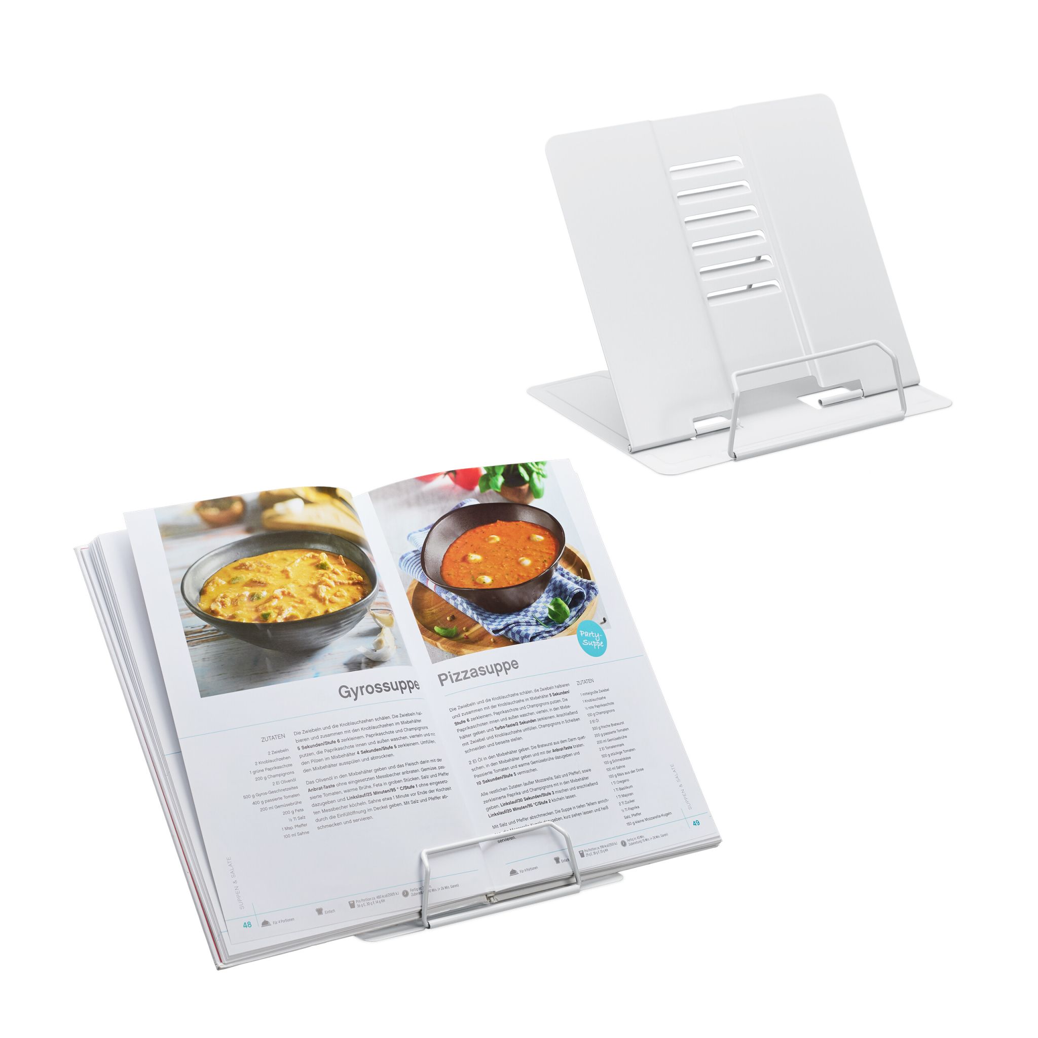 Buchständer 2er-Set höhenverstellbar Weiss