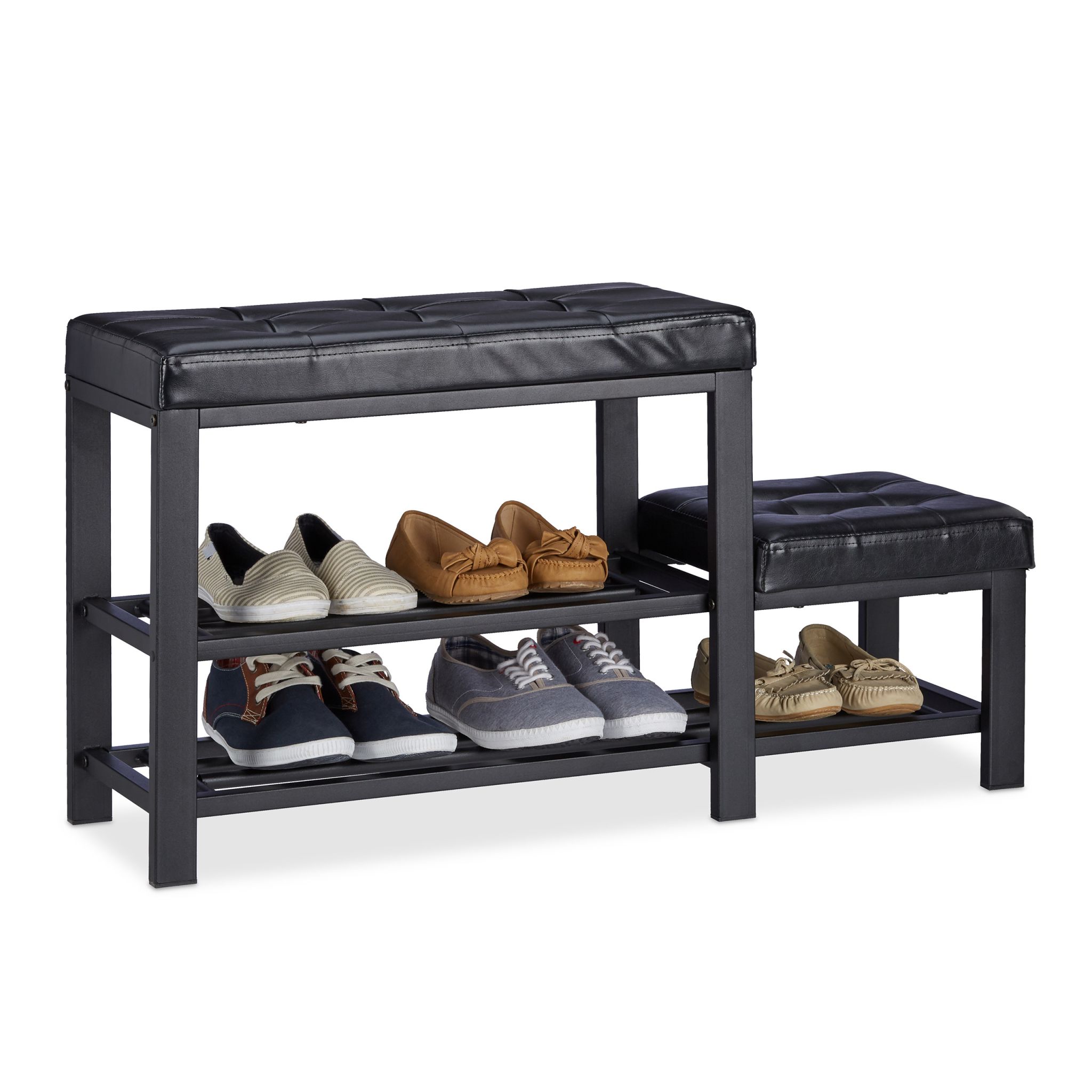 Schuhbank mit Hocker Schwarz
