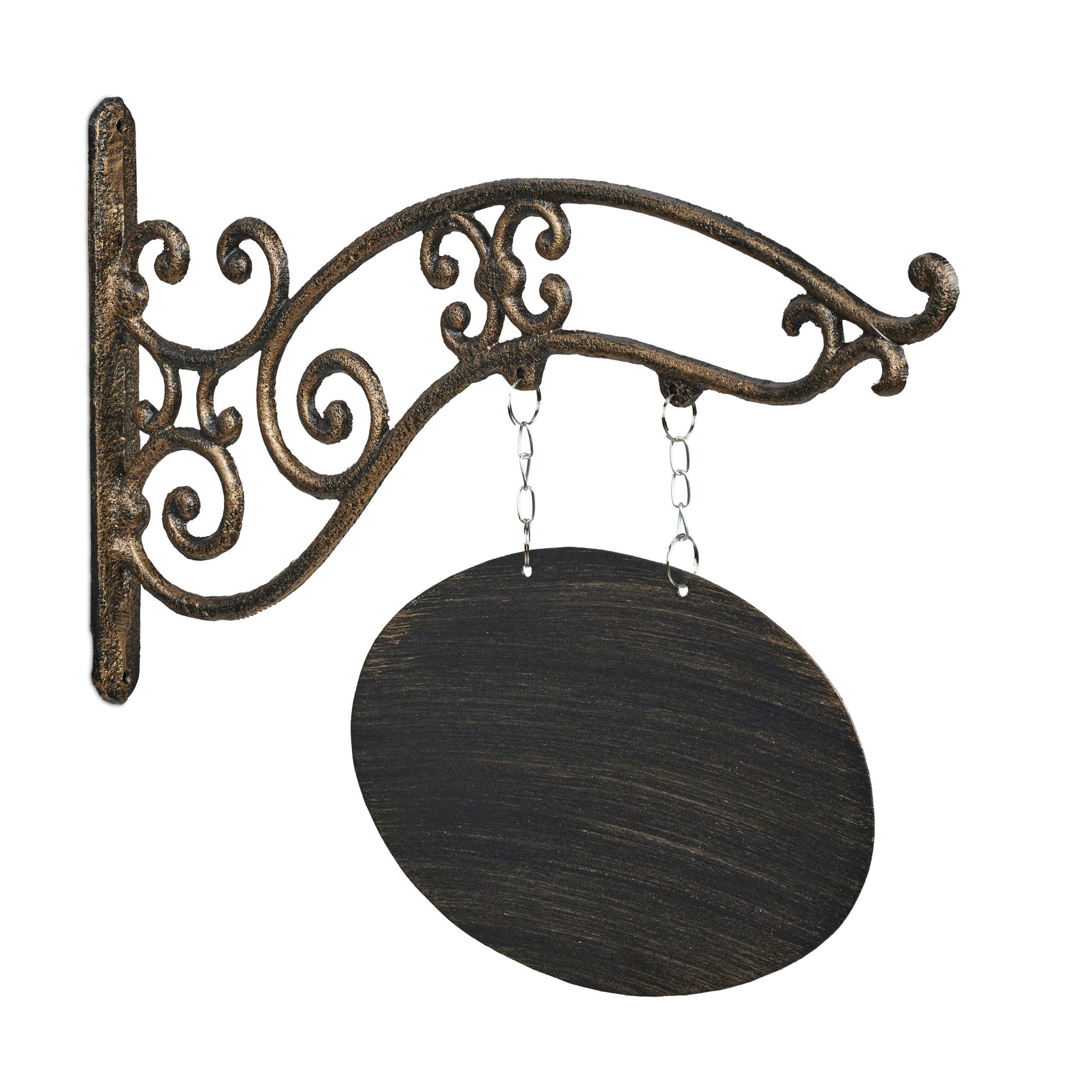 Gusseisen Wandschild zum Beschriften Gold-Schwarz
