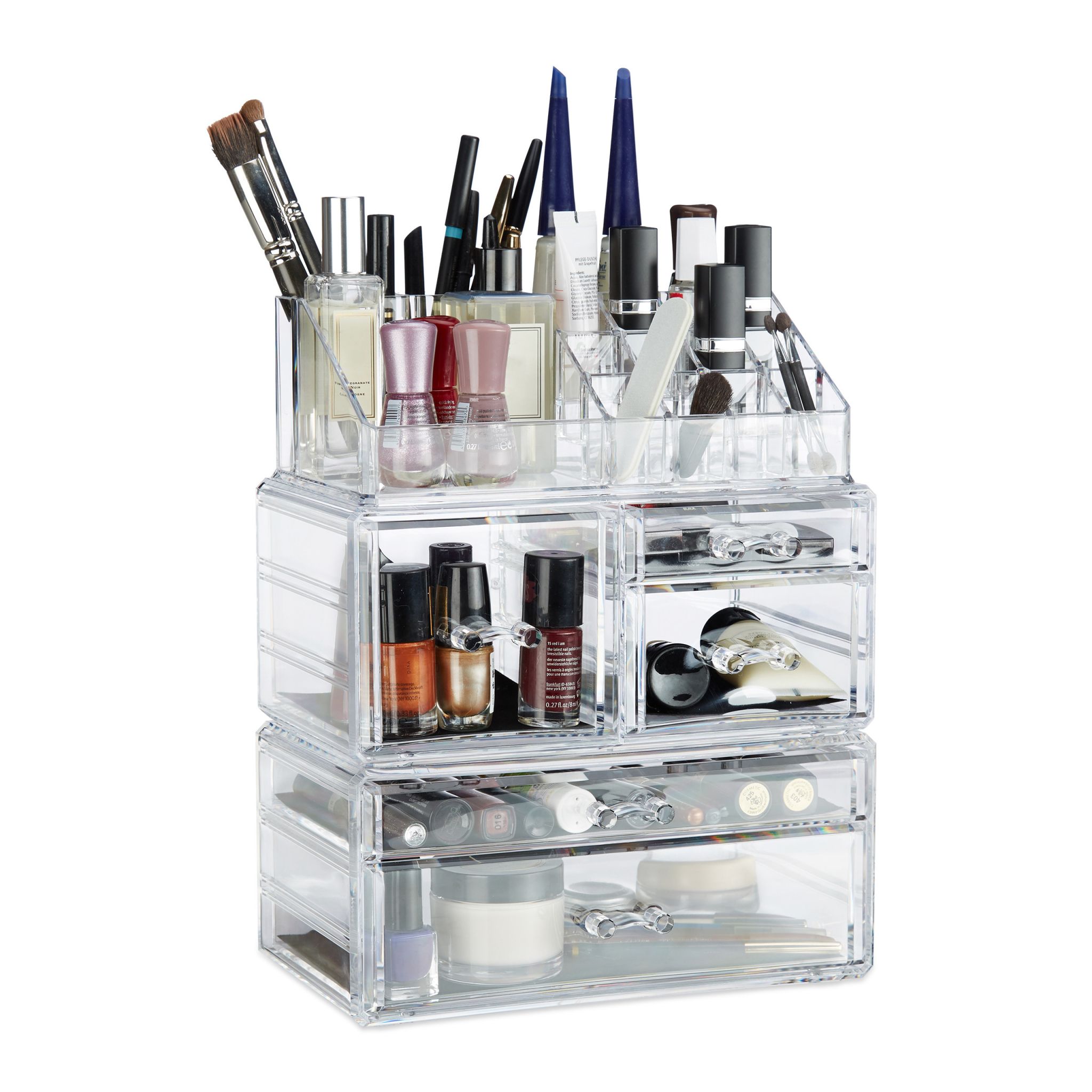 Make Up Organizer mit 21 Fächern Acryl Transparent