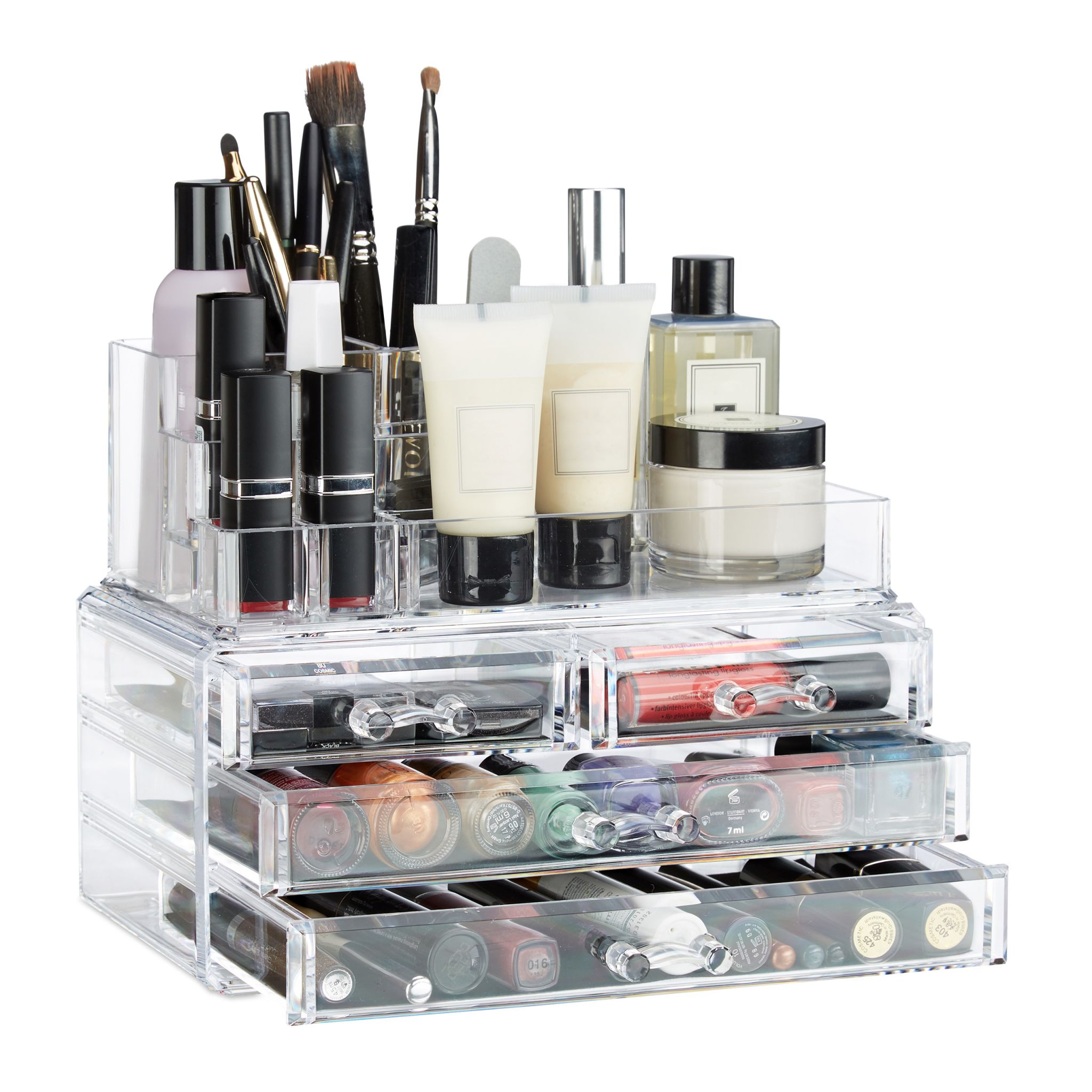 Make Up Organizer mit 4 Schubladen Transparent