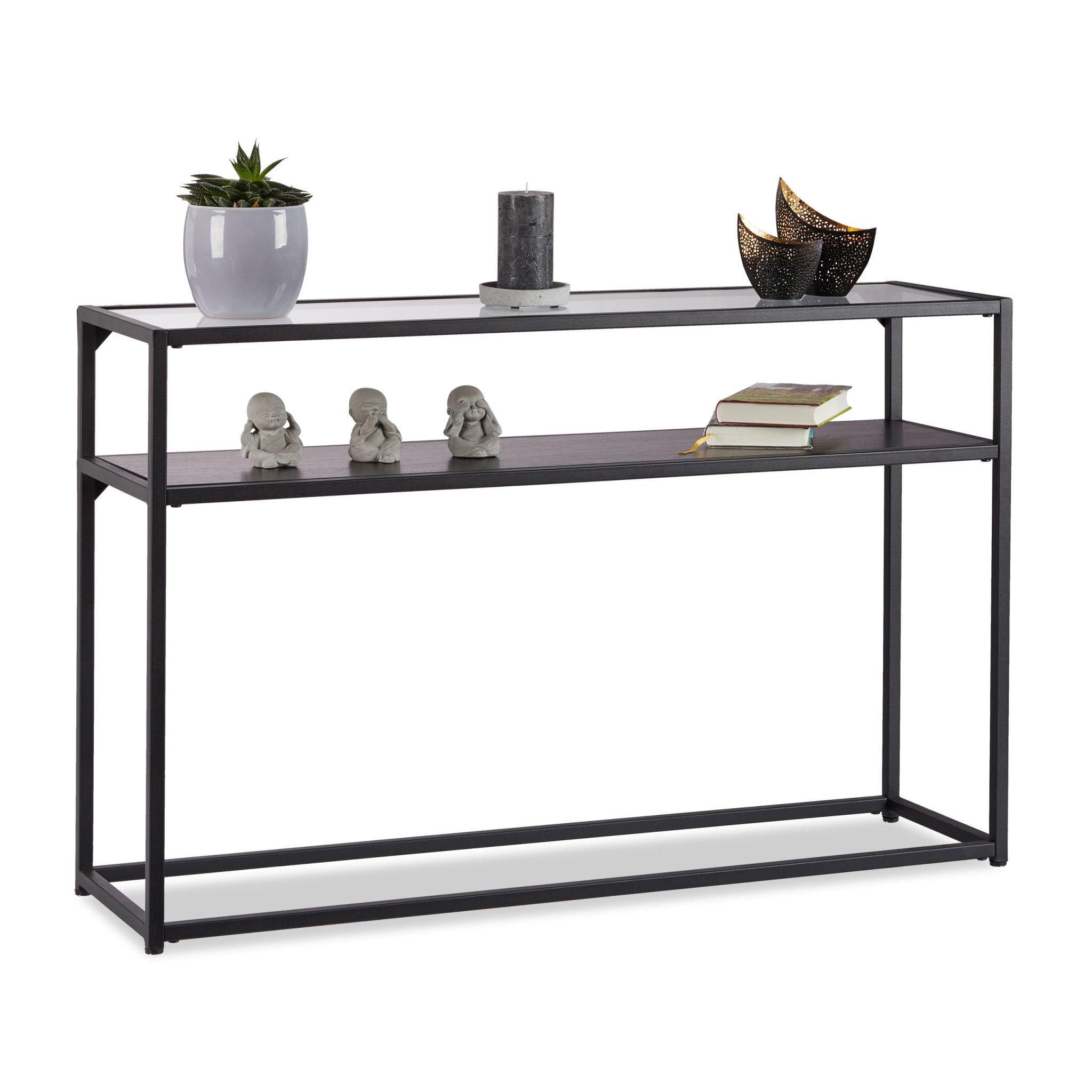 Konsolentisch mit Glasplatte Schwarz-Transparent