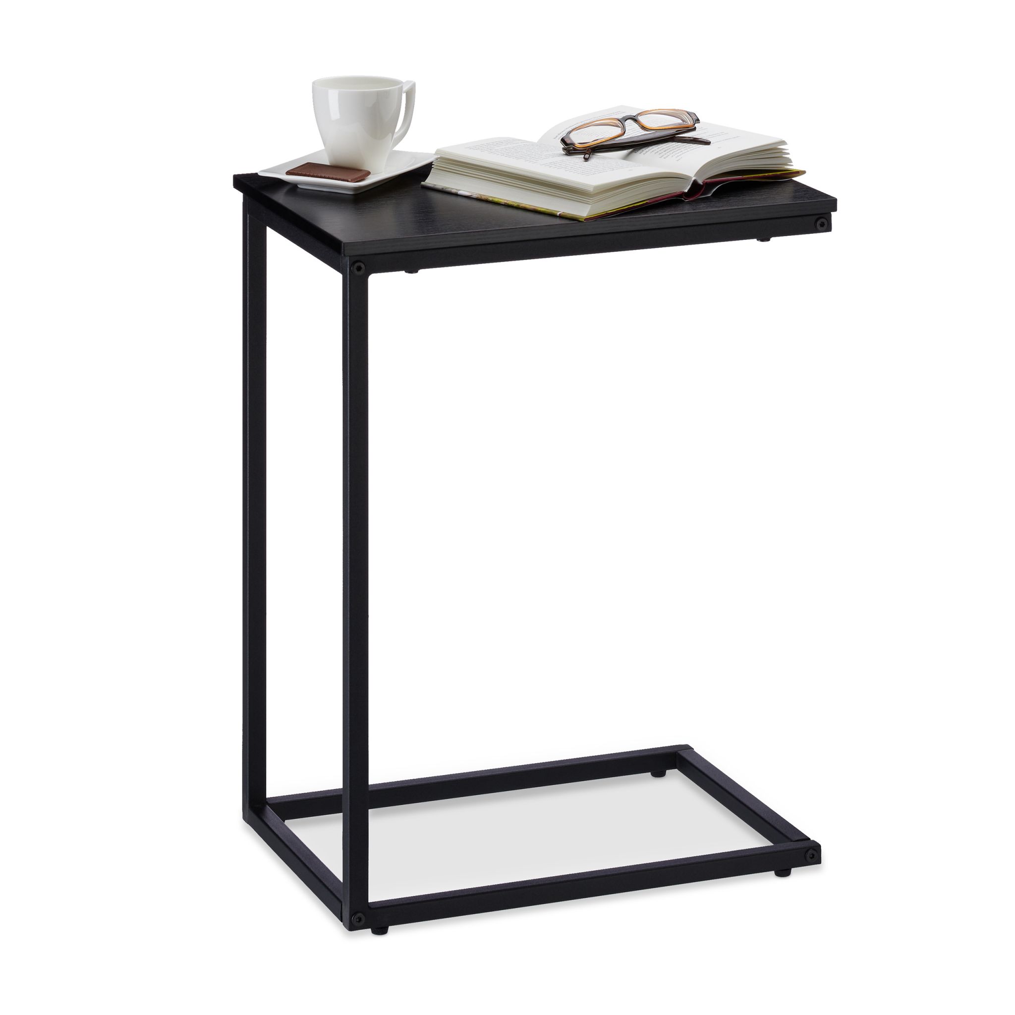 Beistelltisch schwarz mit Metallgestell Schwarz