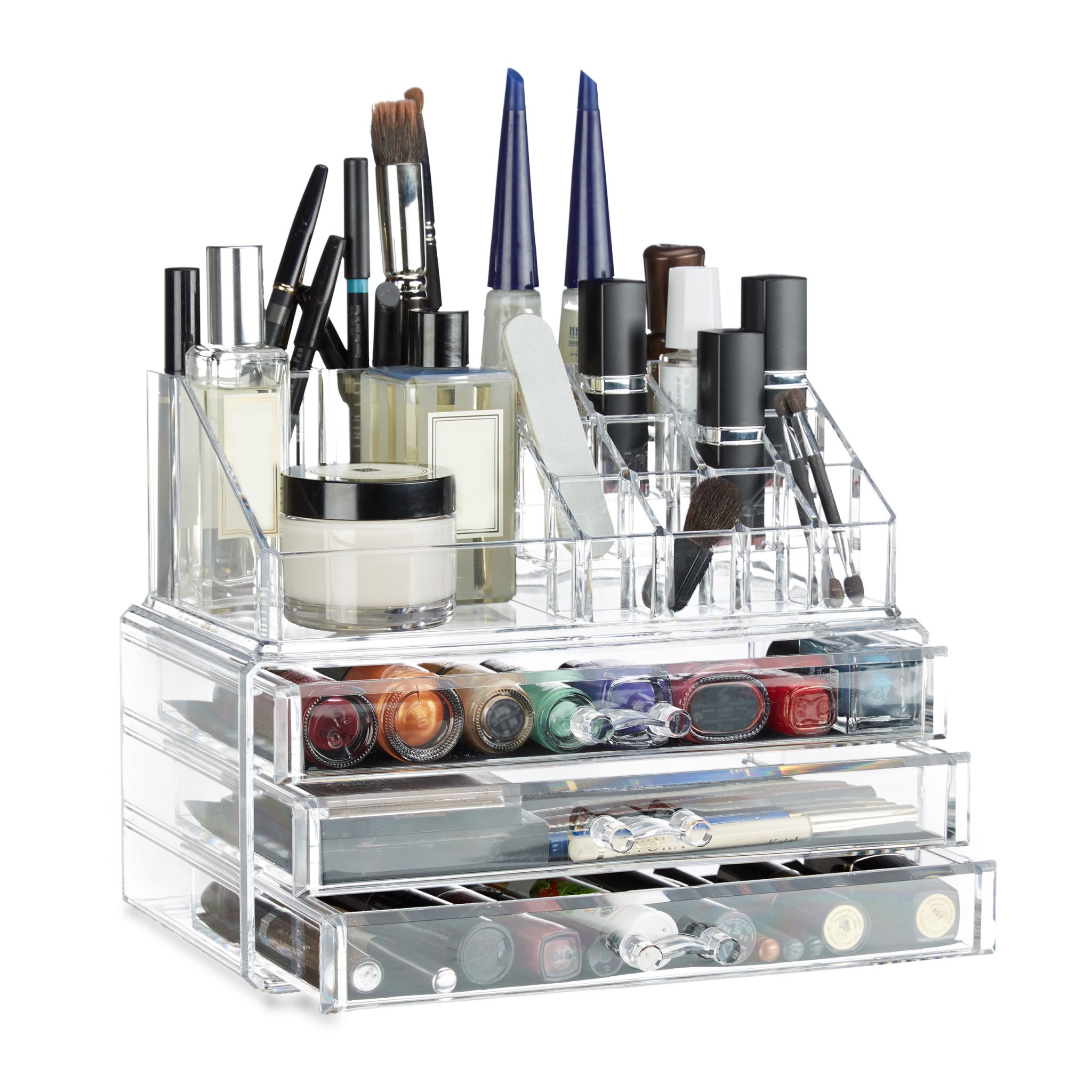 Make Up Organizer mit 3 Schubladen Transparent
