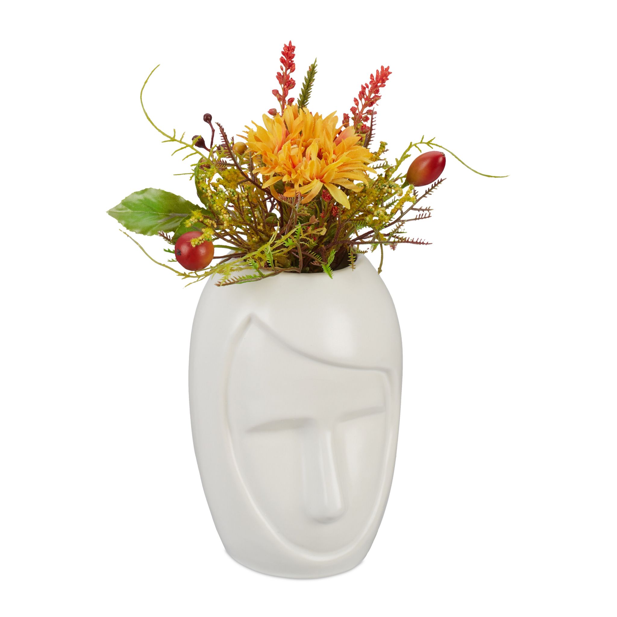 Blumenvase Gesicht Weiss