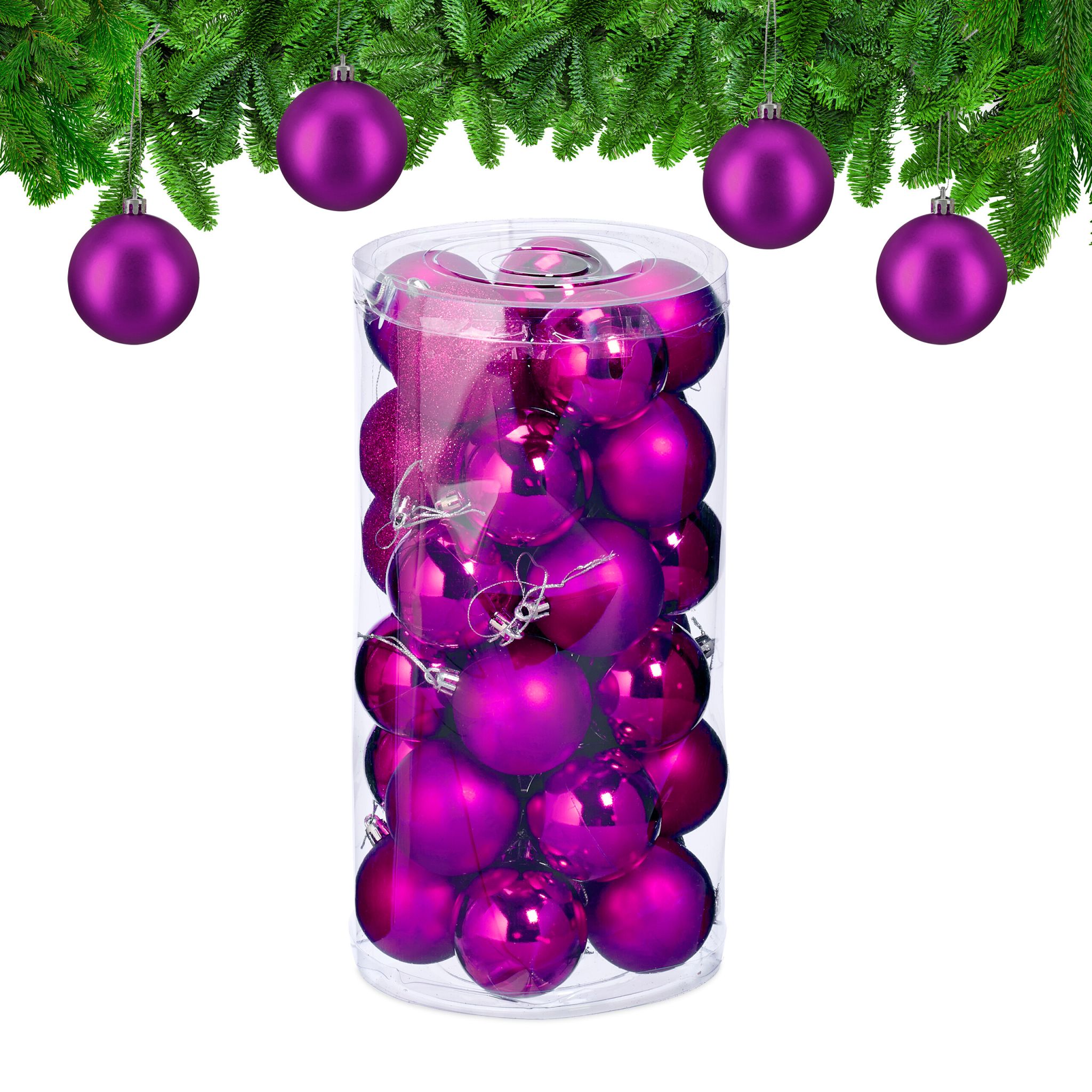 Weihnachtskugeln im 30er-Set Pink-Silber