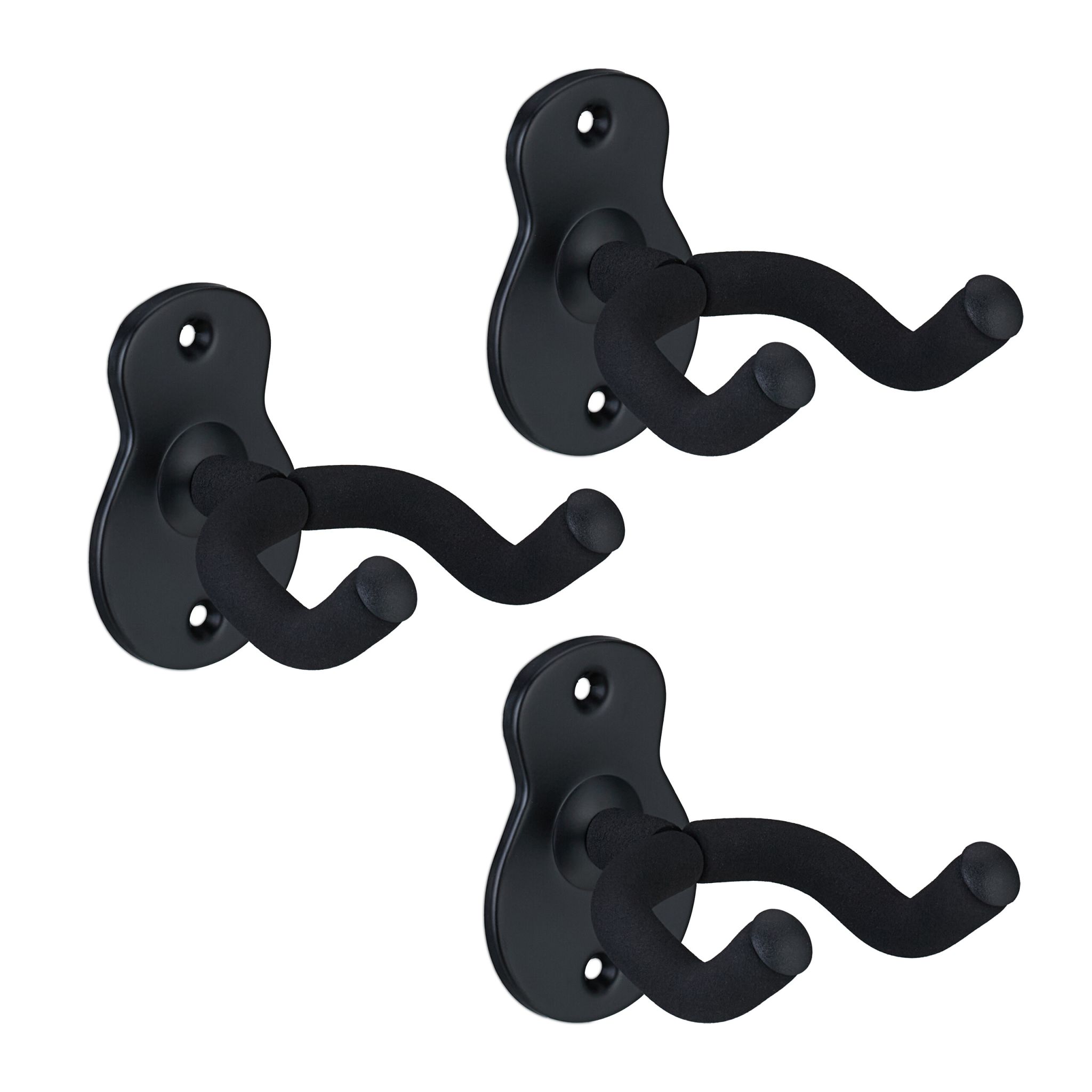 Gitarrenhalter für die Wand 3er-Set Schwarz