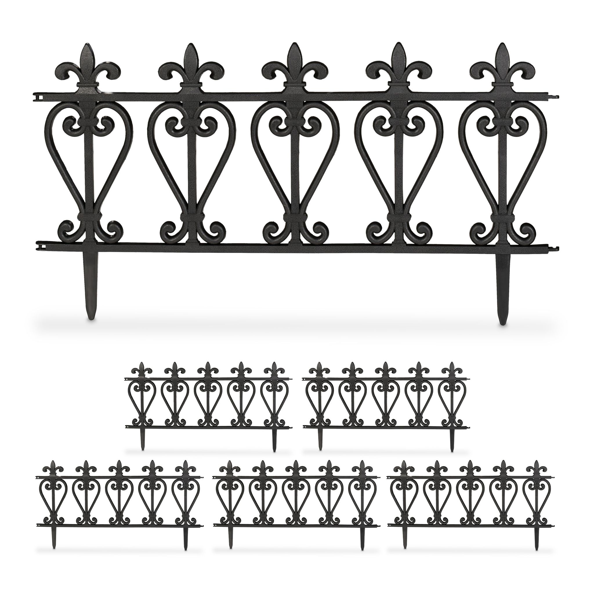 Beeteinfassung Kunststoff 6er-Set Schwarz