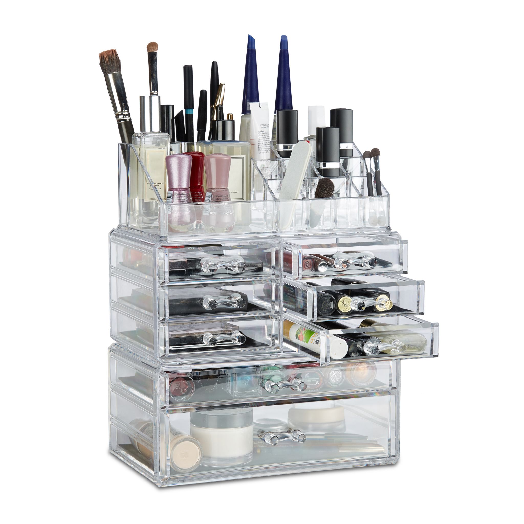 Make Up Organizer mit 8 Schubladen Transparent