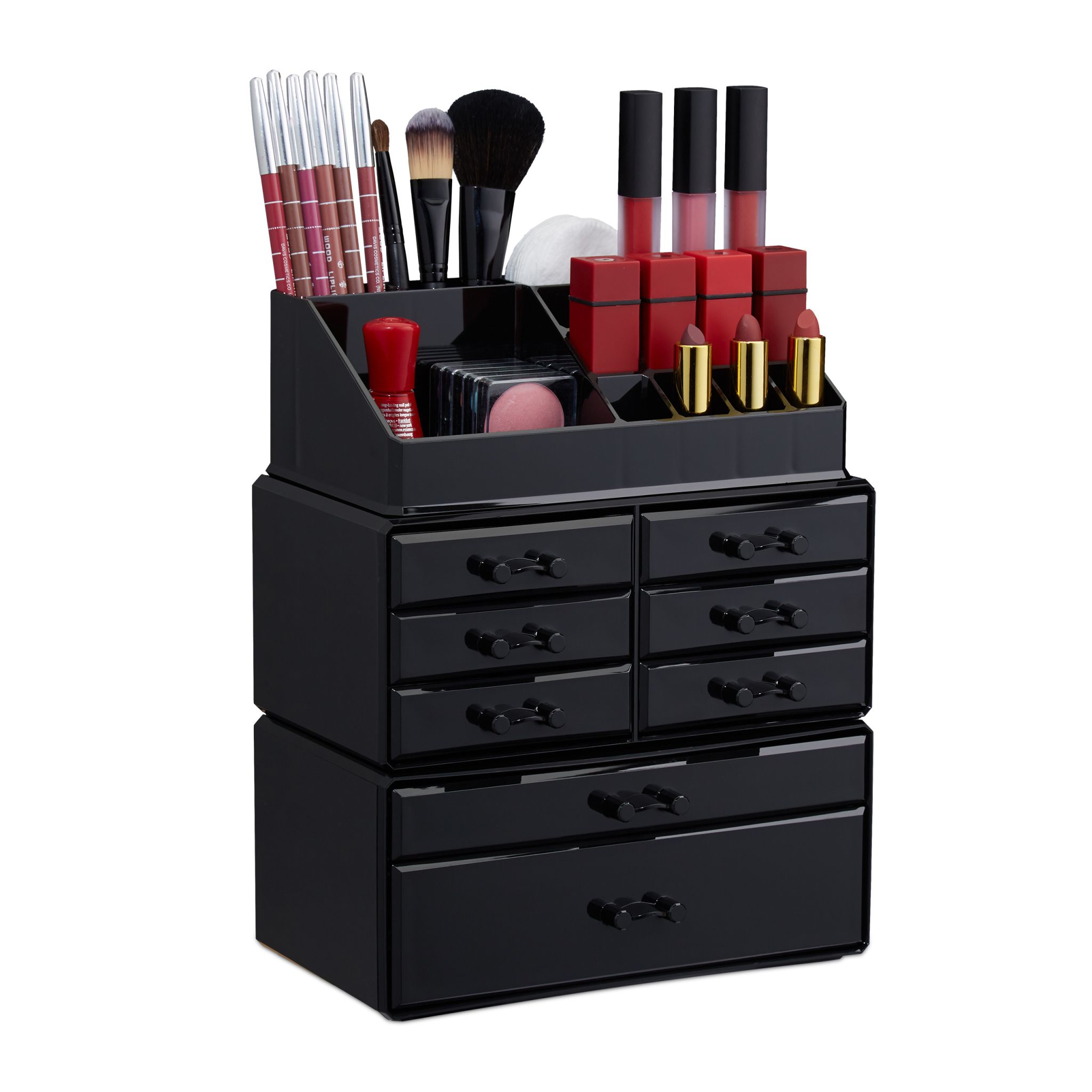 Make Up Organizer mit 8 Schubladen Schwarz