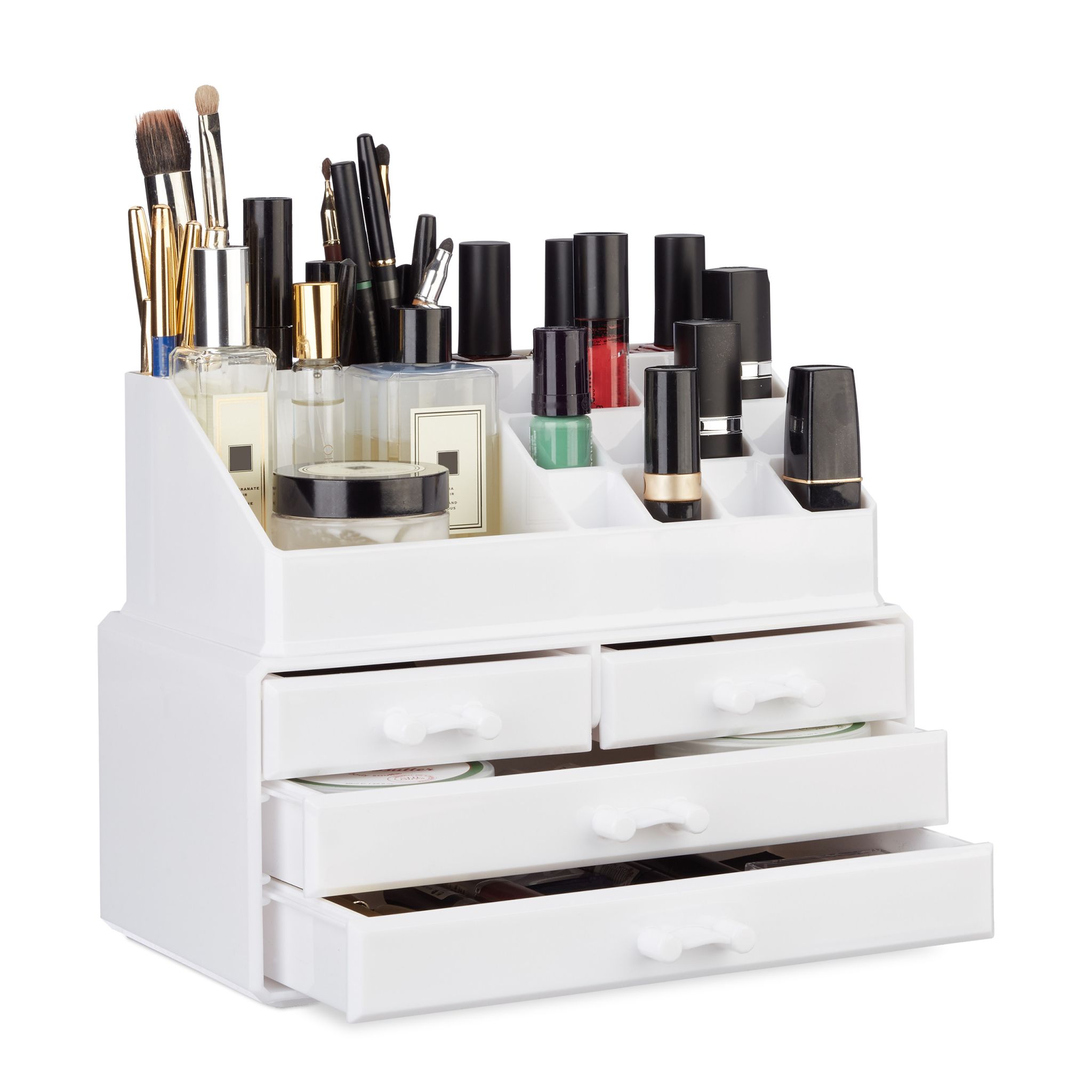 Make Up Organizer mit 4 Schubfächern Weiss