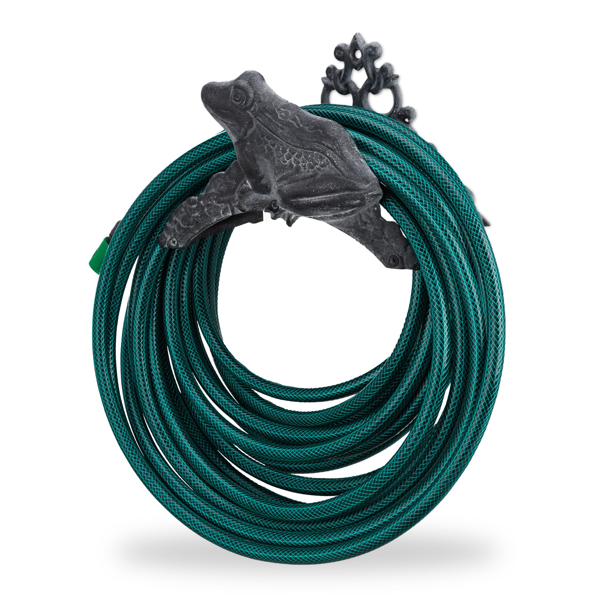Gartenschlauchhalter Gusseisen Frosch Grau