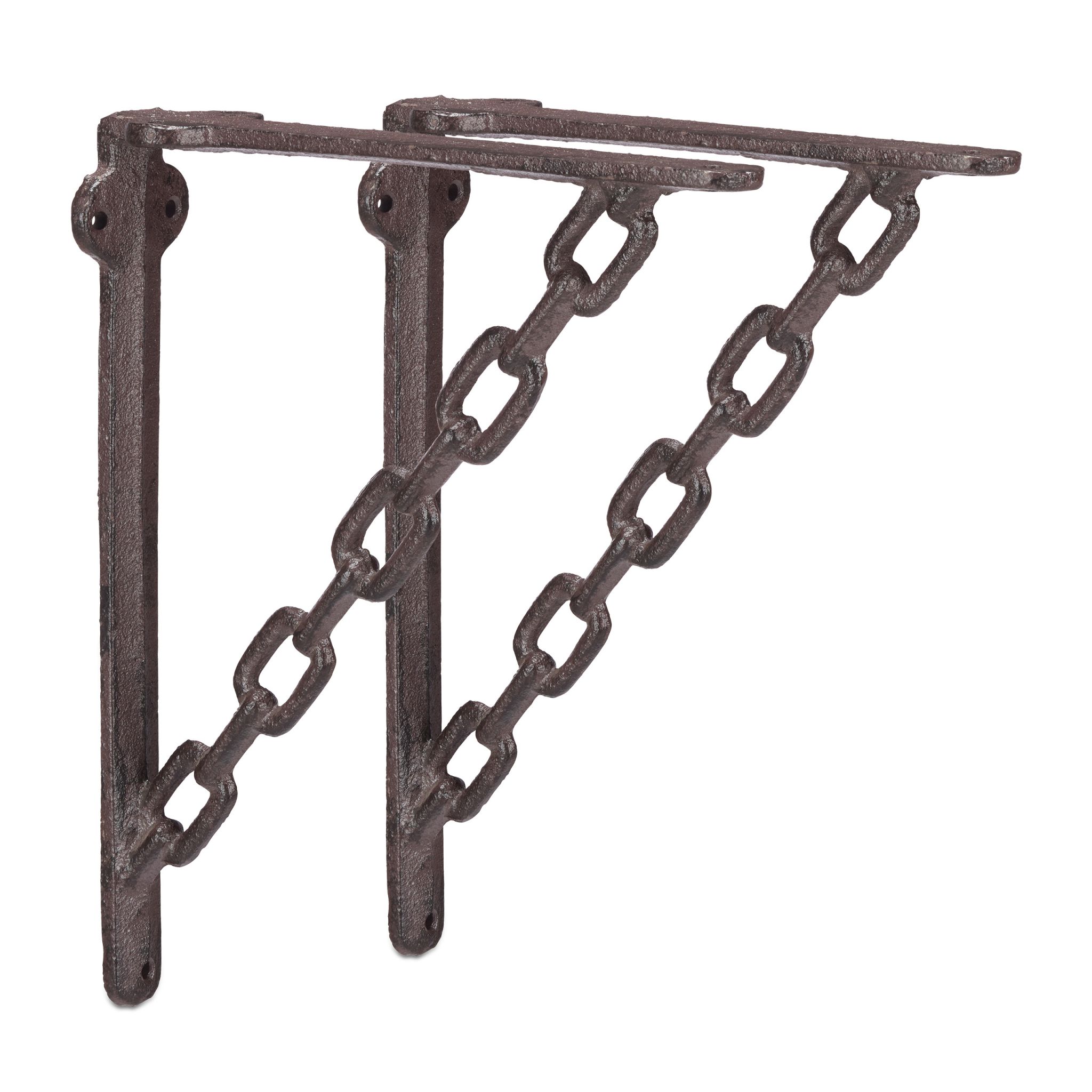 Regalwinkel Gusseisen 2er-Set Kette Dunkelbraun