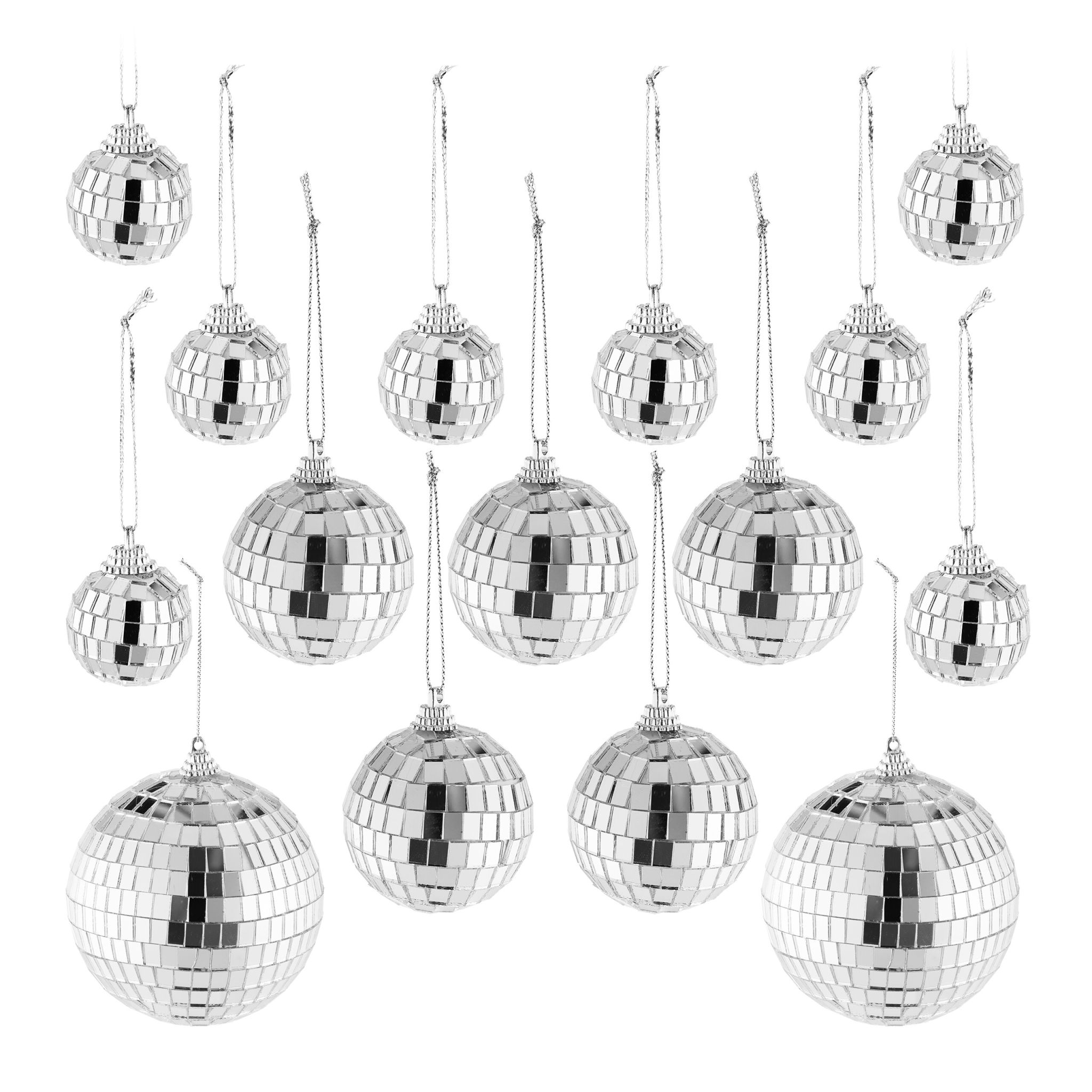Mini Discokugel 15er-Set Silber