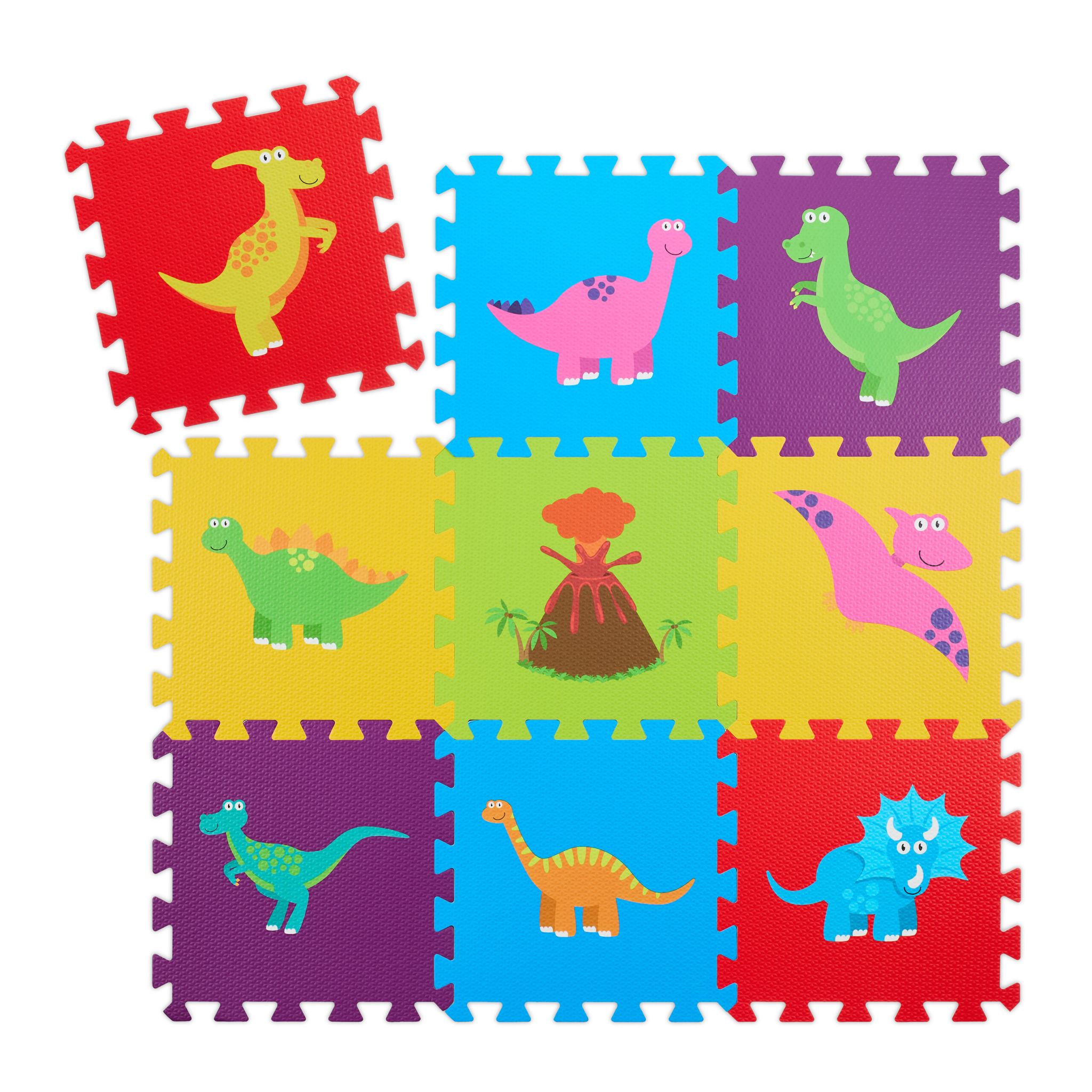 Puzzlematte Dinosaurier bunt Gelb-Lila-Rot