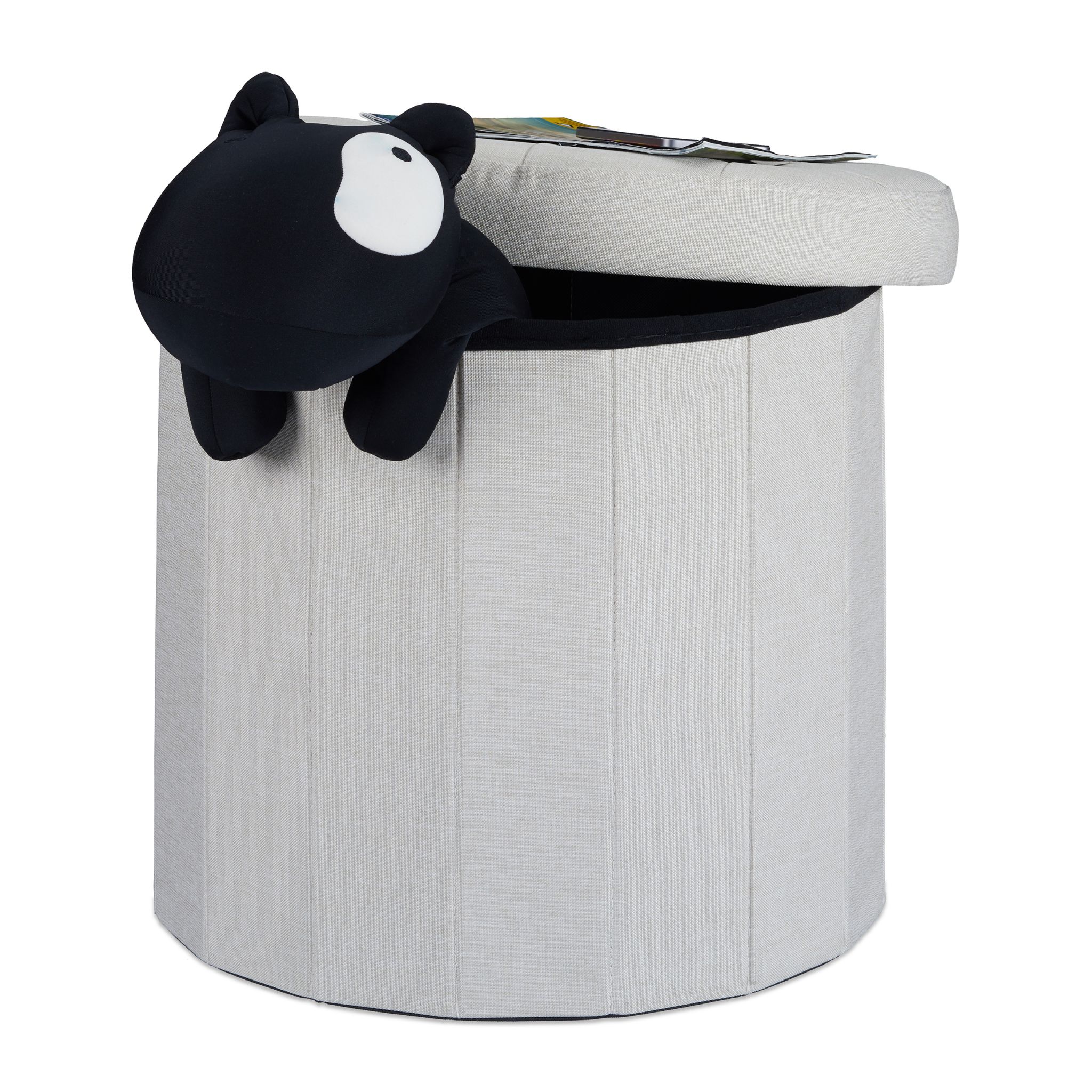 Sitzhocker mit Stauraum GrösseL rund Creme