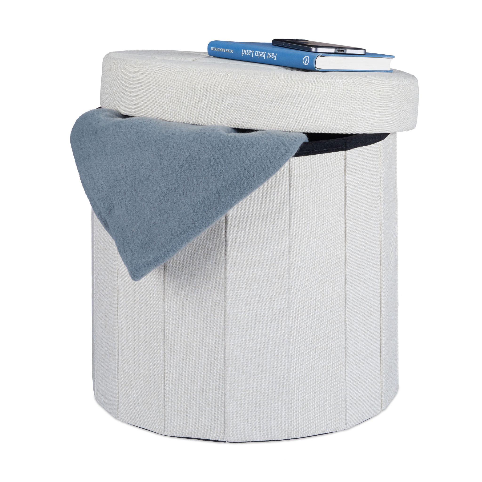 Sitzhocker mit Stauraum Grösse M rund Creme