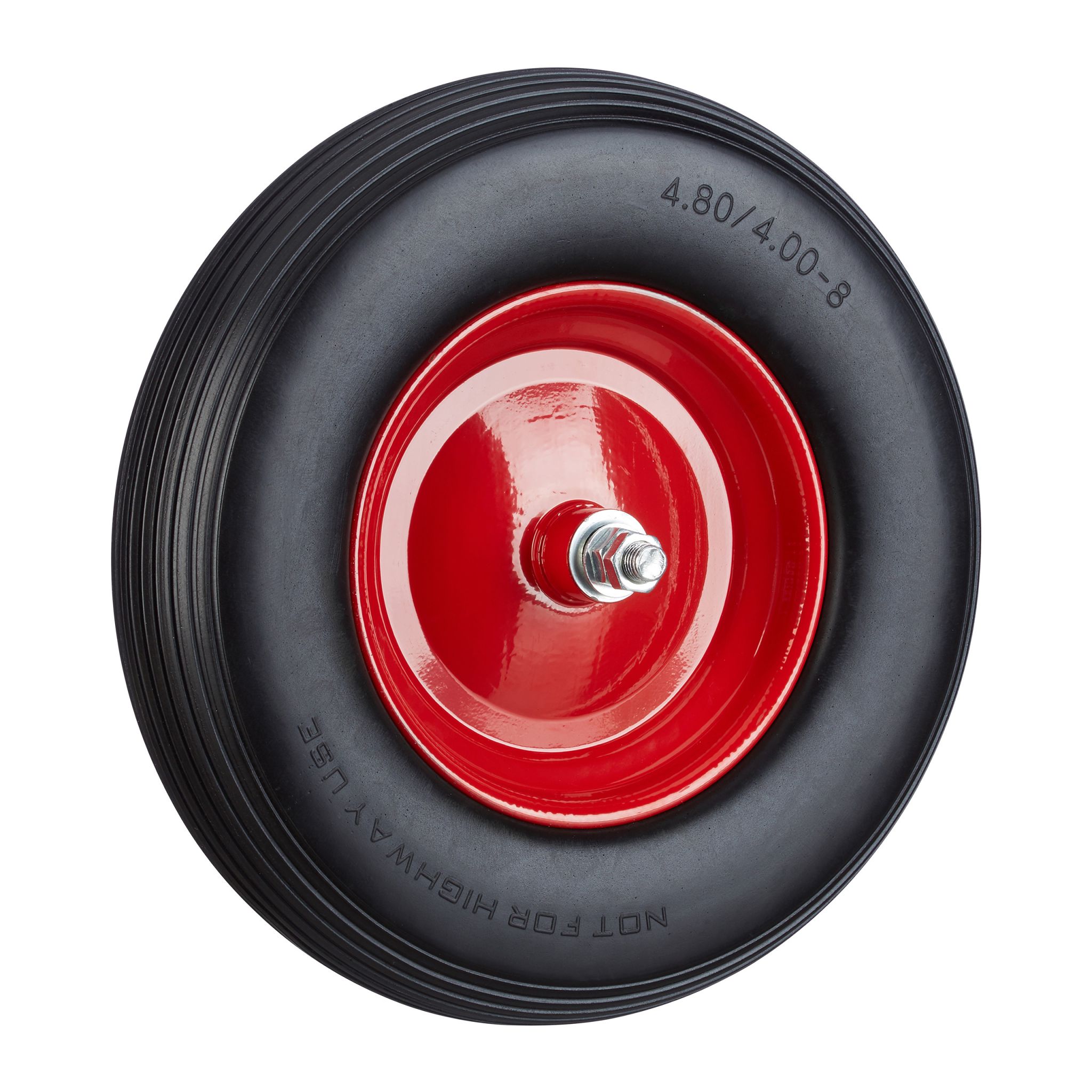 Schubkarrenrad Vollgummi mit Achse Rot-Schwarz