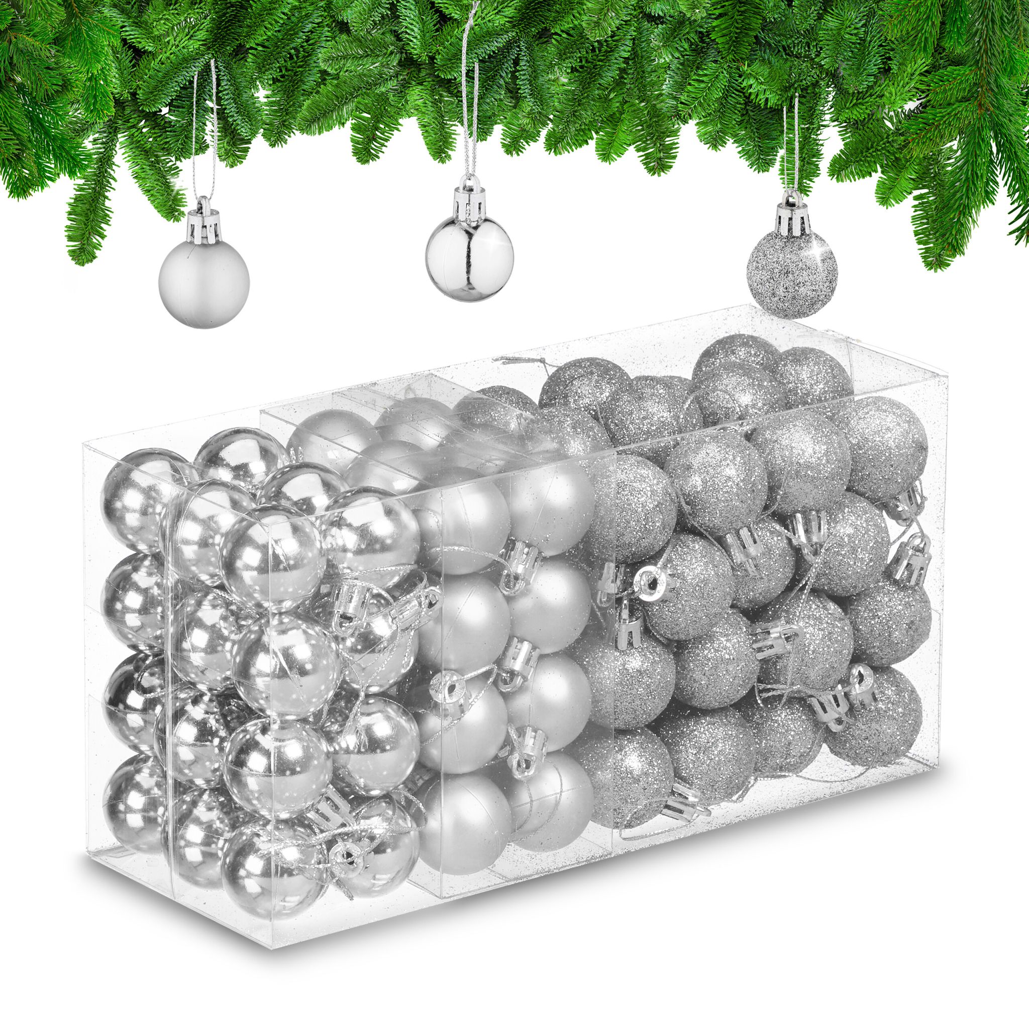Weihnachtskugeln im 96er-Set Silber