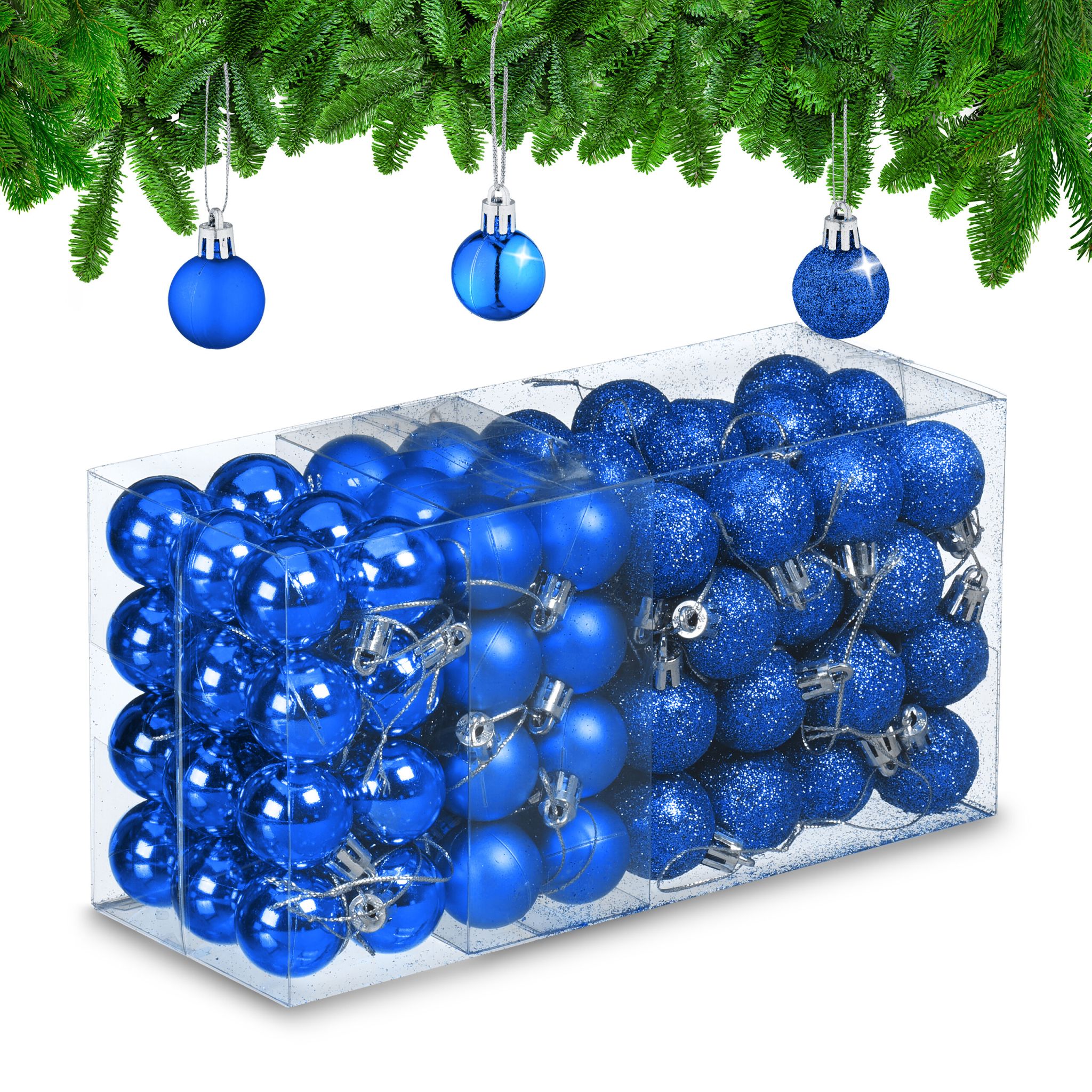 Weihnachtskugeln im 96er-Set Dunkelblau-Silber
