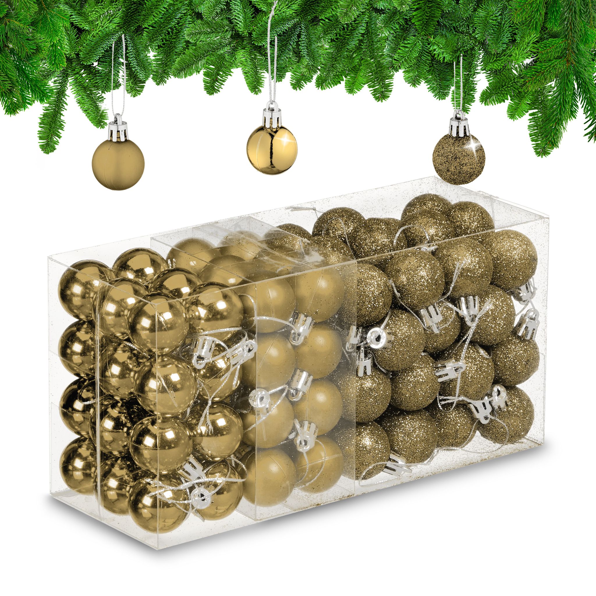 Weihnachtskugeln im 96er-Set Gold-Silber