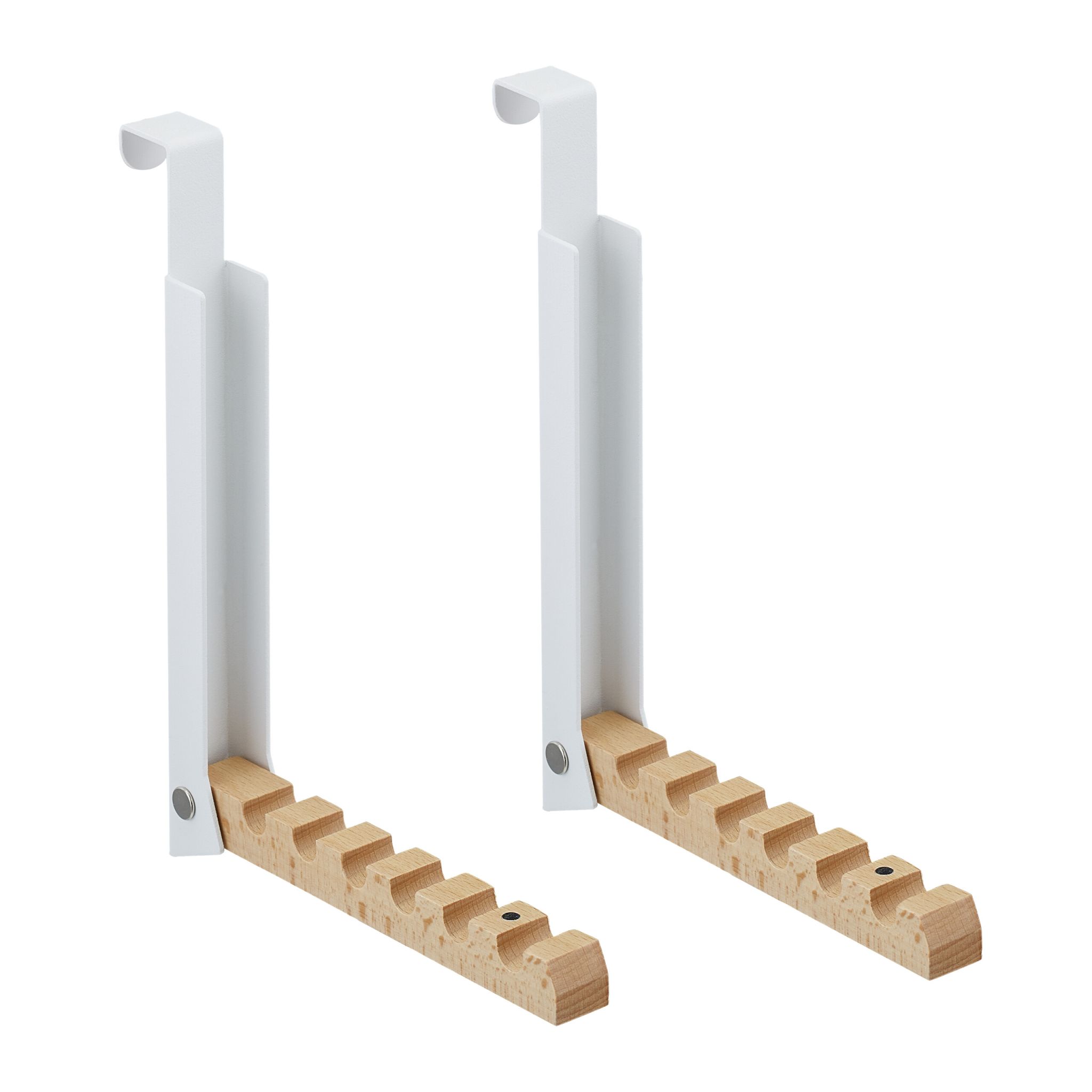 Klappbare Türgarderobe 2er-Set Weiss-Hellbraun