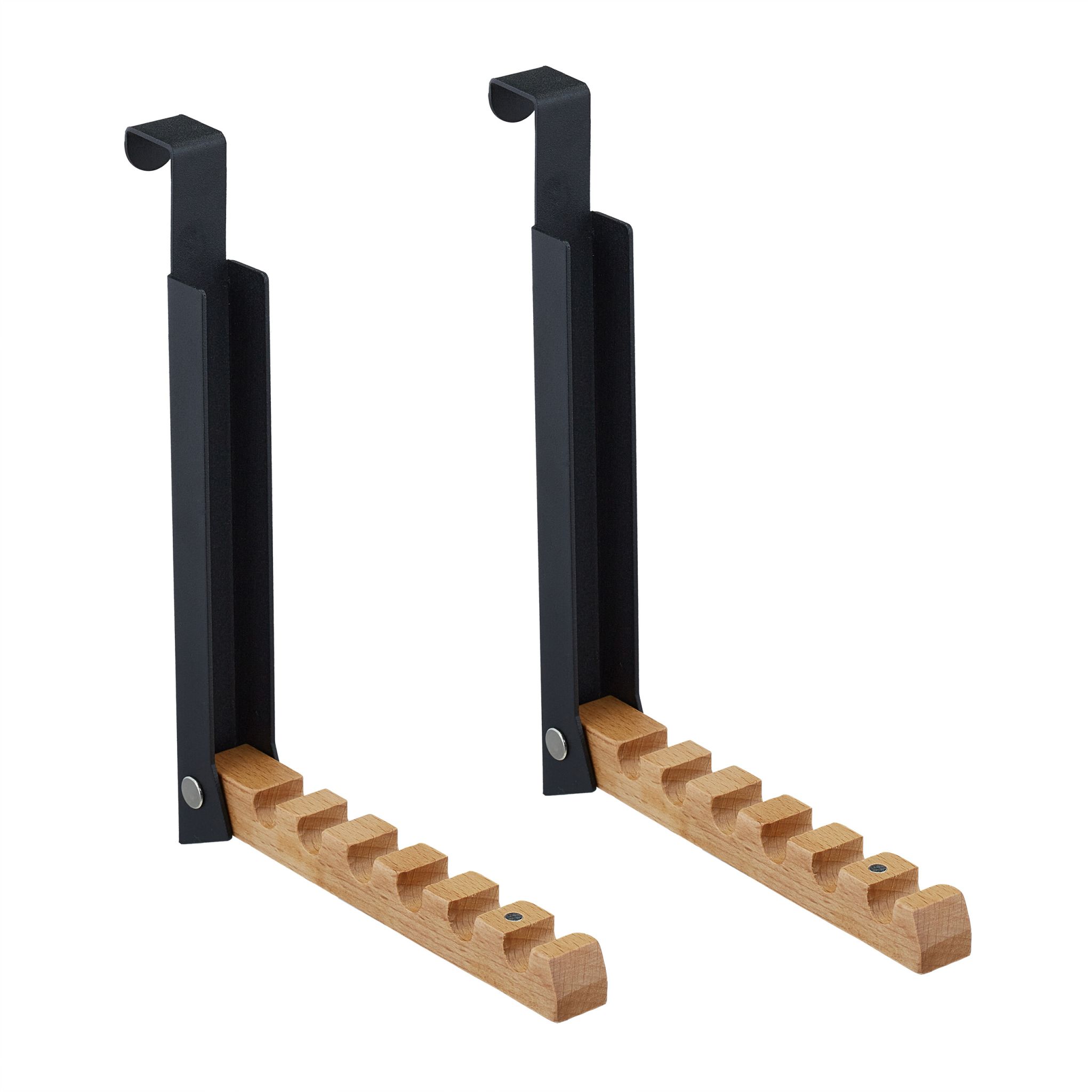 Klappbare Türgarderobe 2er-Set Hellbraun-Schwarz