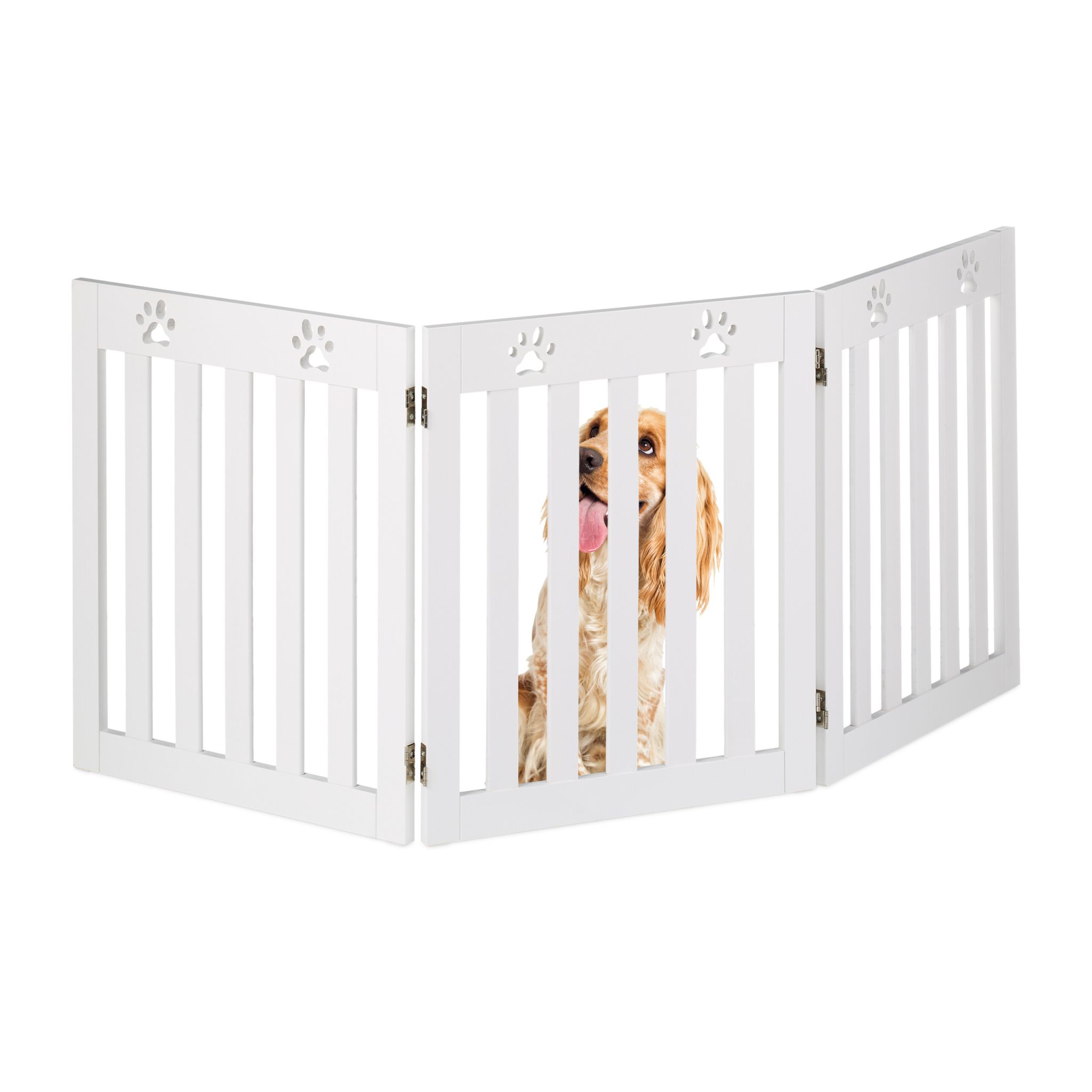 Hundeabsperrgitter Pfoten 3tlg. Weiss