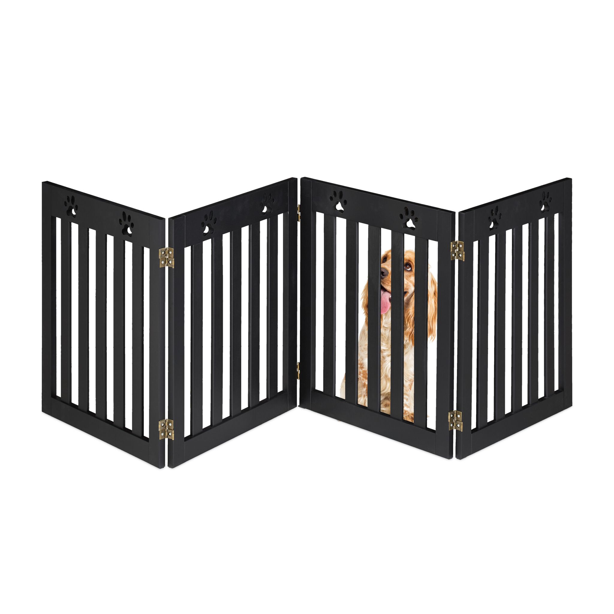 Hundeabsperrgitter Pfoten 4tlg. Schwarz