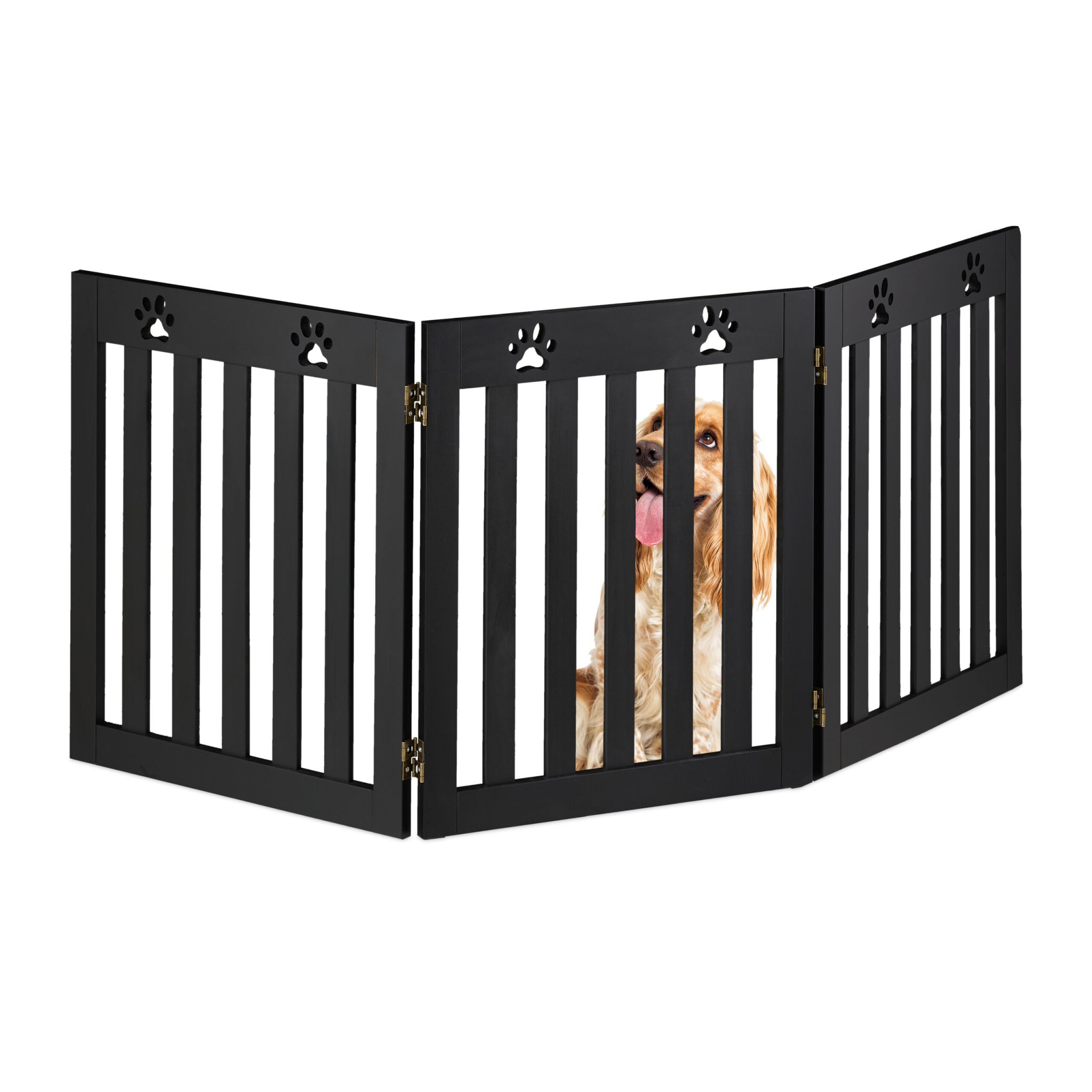 Hundeabsperrgitter Pfoten 3tlg. Schwarz