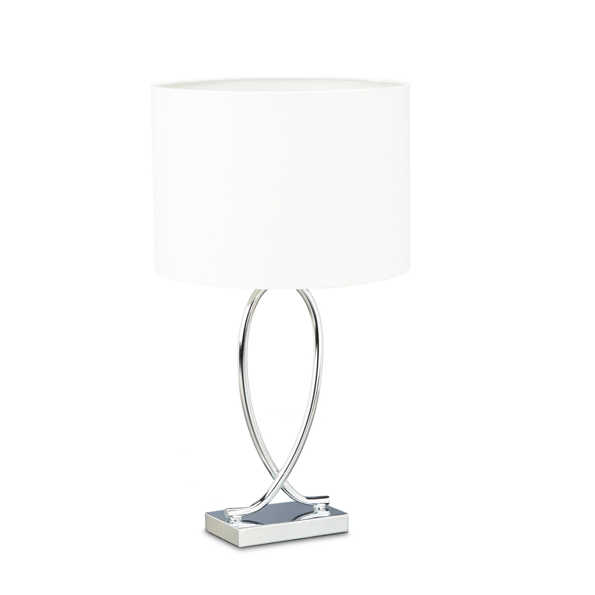 Tischlampe silber mit Schirm Weiss-Silber
