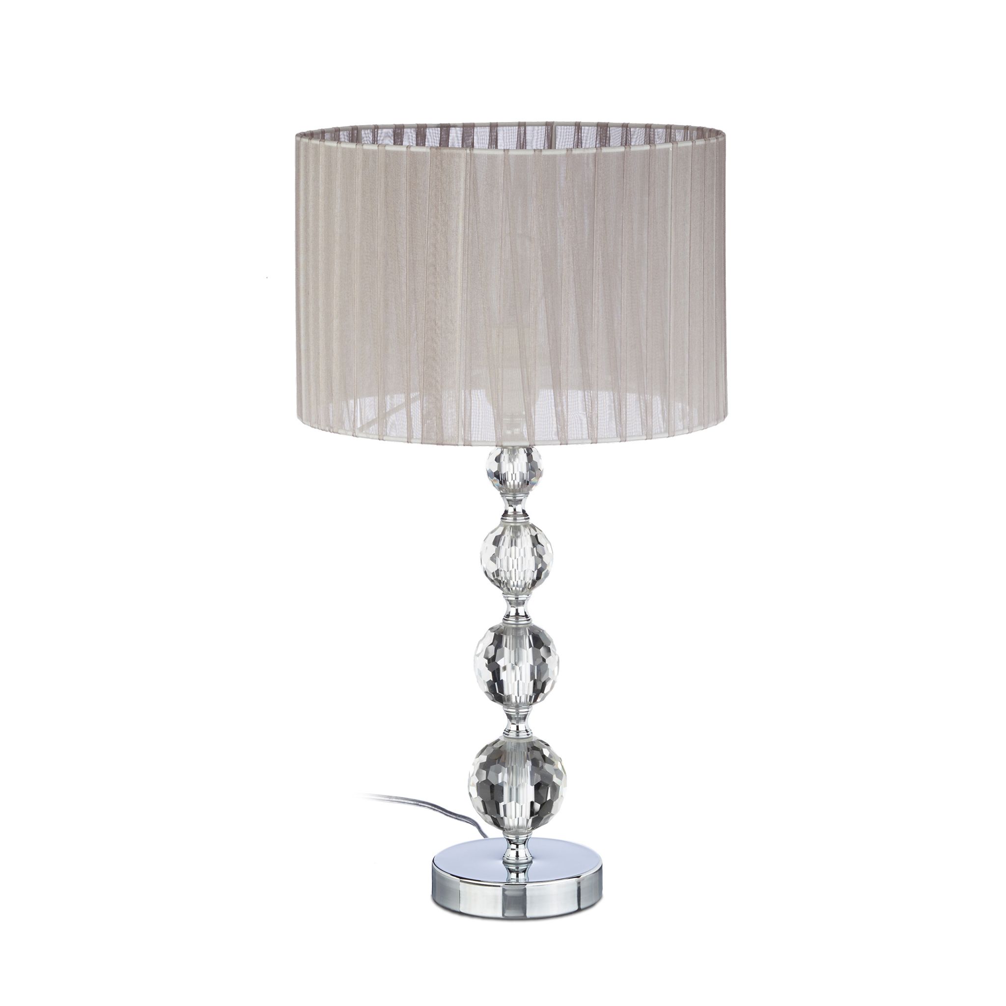 Nachttischlampe Kristall Silber-Grau