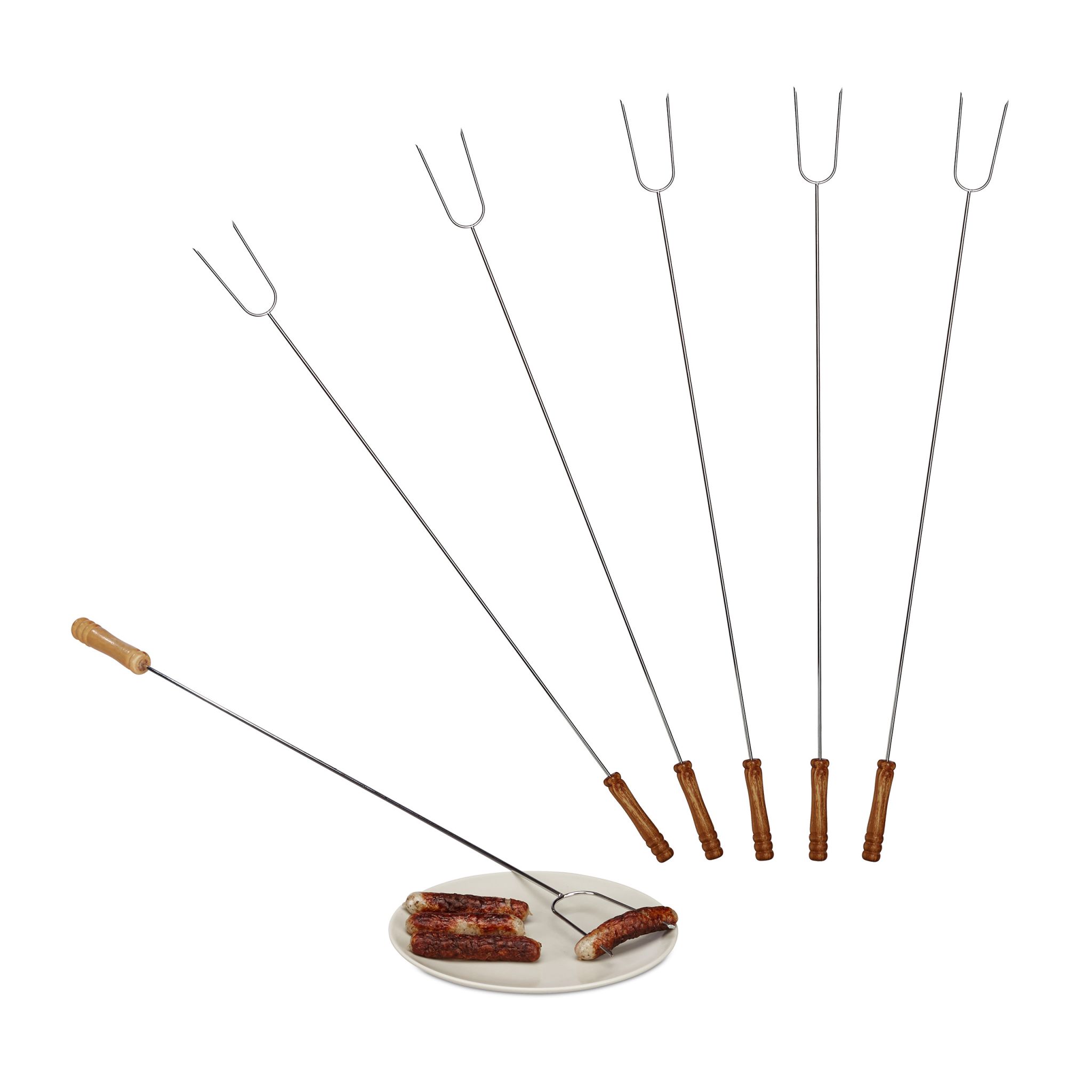 Extra lange Grillspiesse 6er-Set Hellbraun-Silber