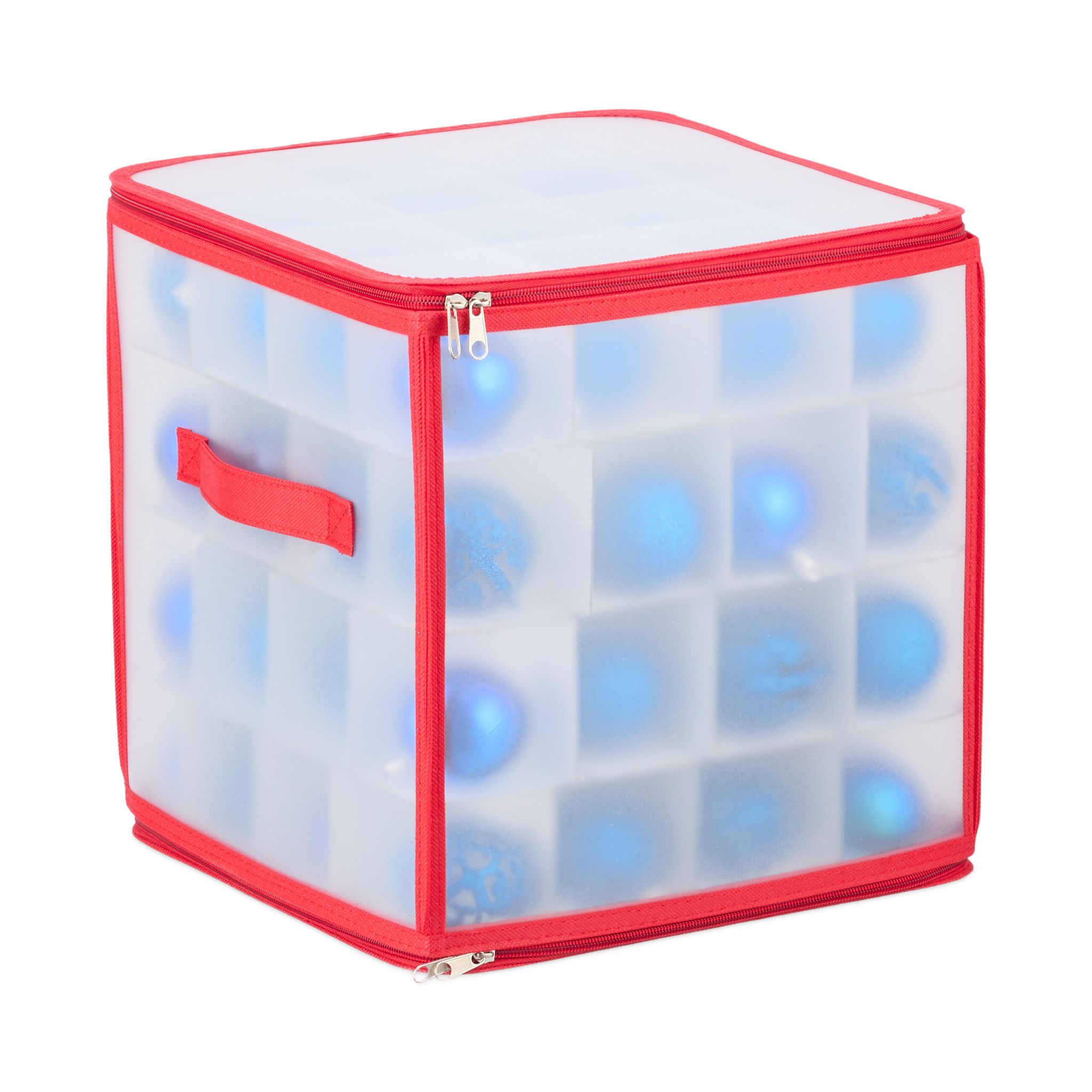 Weihnachtskugel Aufbewahrungsbox Weiss-Rot-Transparent