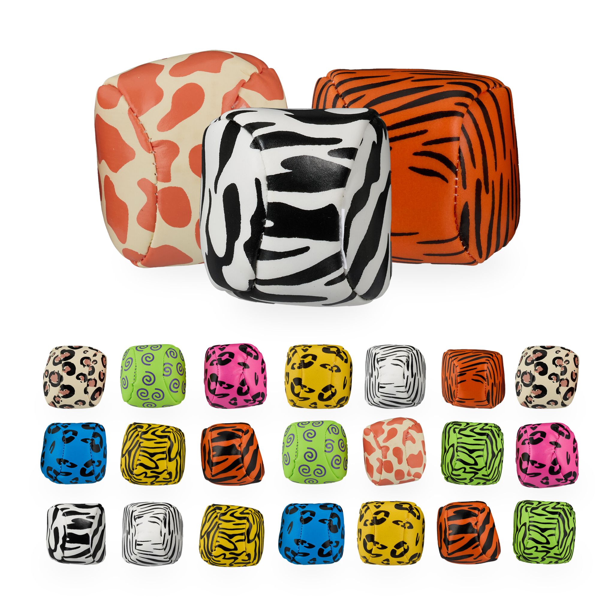 Jonglierbälle mit Tierprints 24er-Set Gelb-Grün-Orange