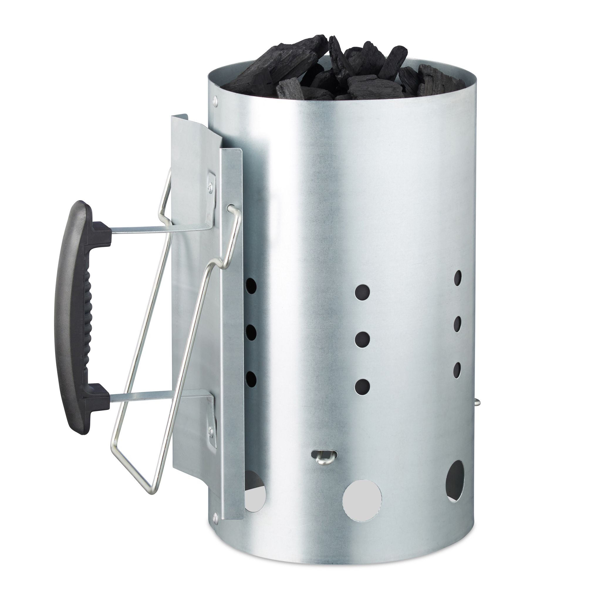 Anzündkamin XL Schwarz-Silber