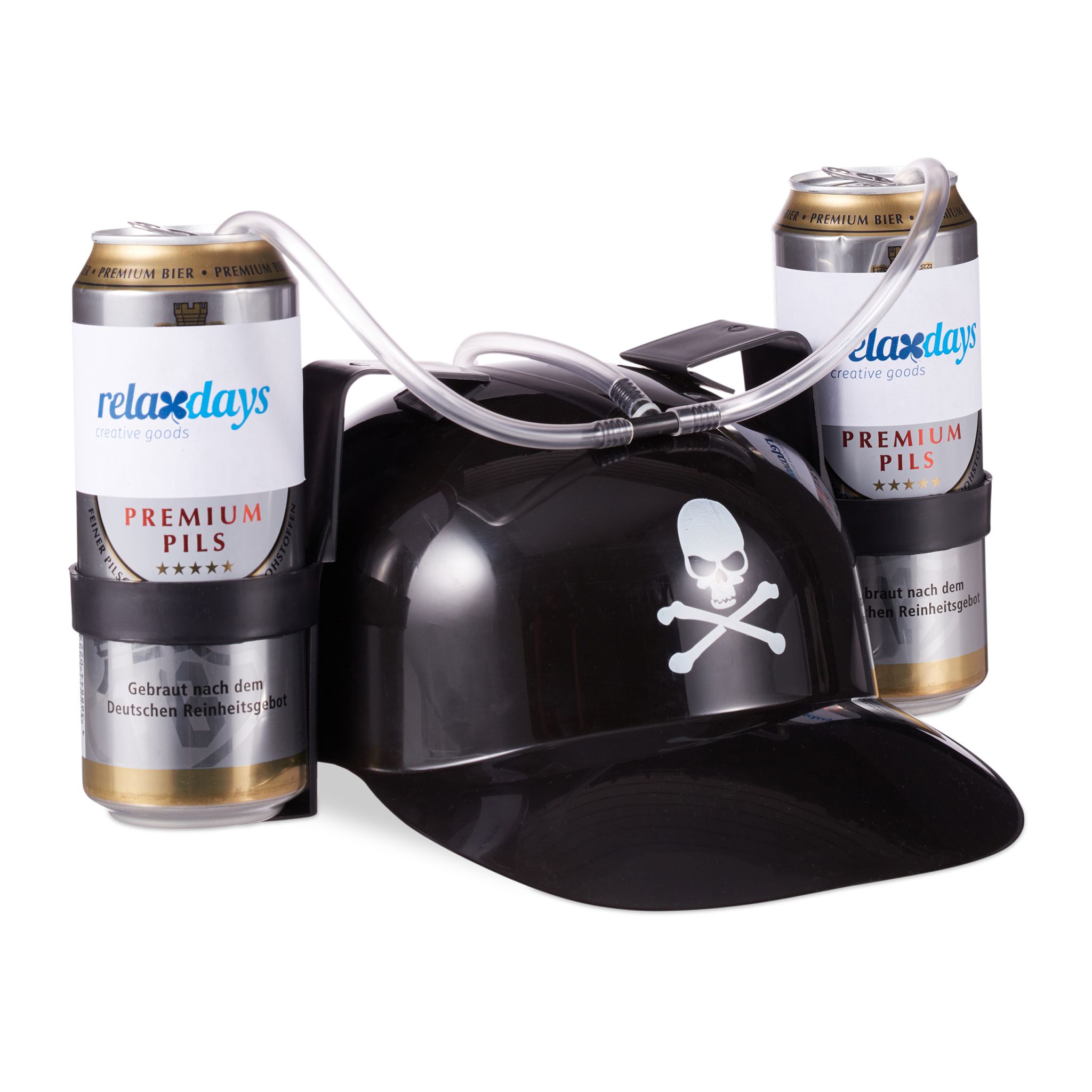 Trinkhelm Pirat Weiss-Schwarz-Transparent