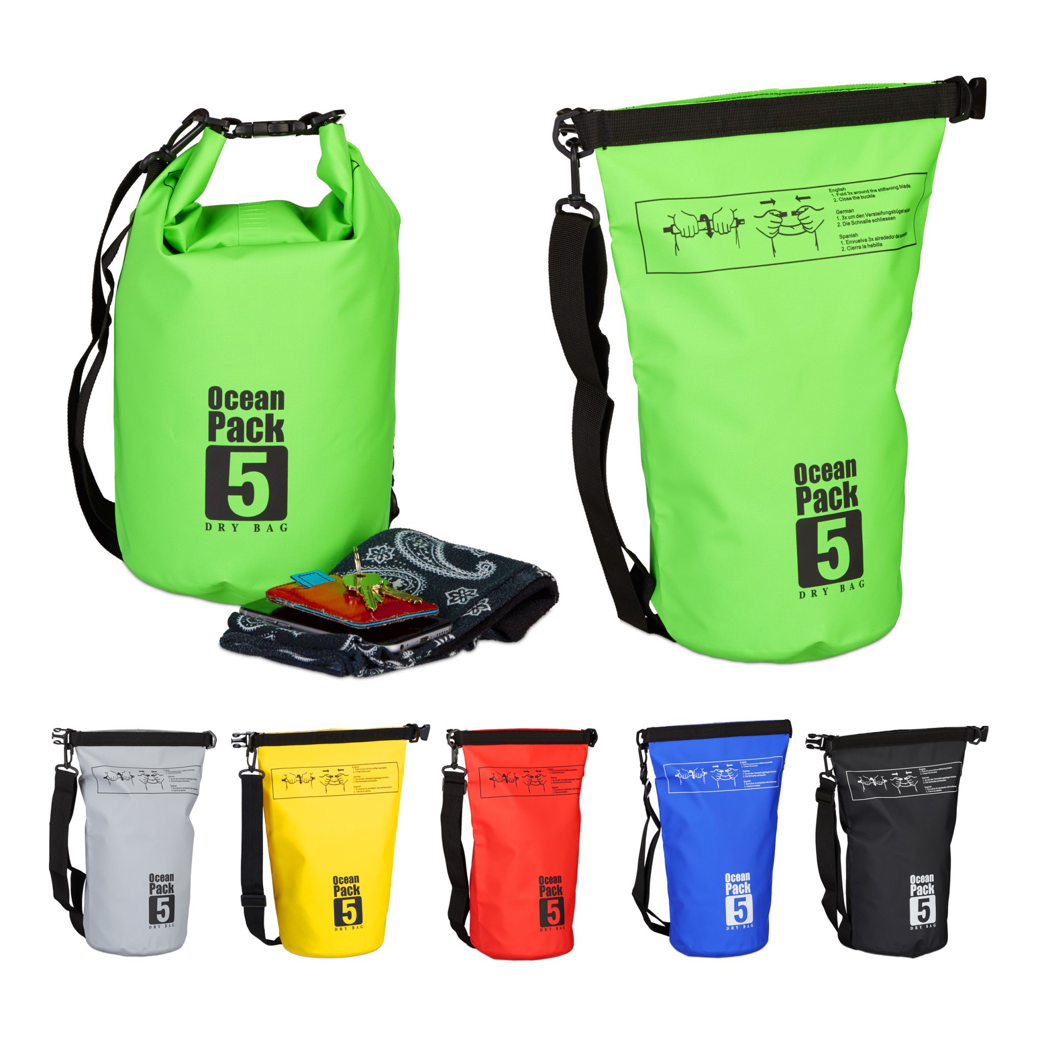 Ocean Pack 5L wasserdicht Grün-Schwarz