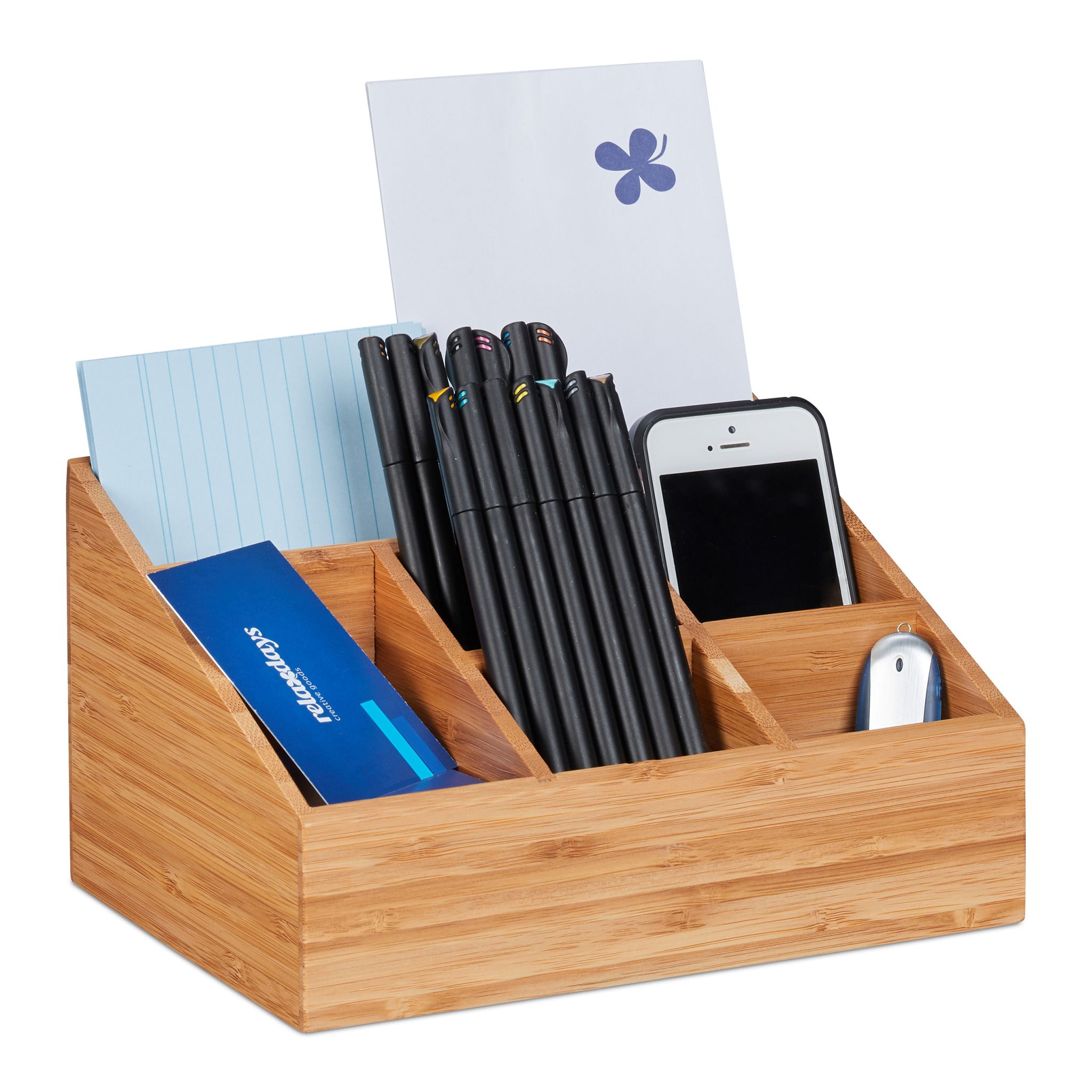 Schreibtisch Organizer 6 Fächer Hellbraun
