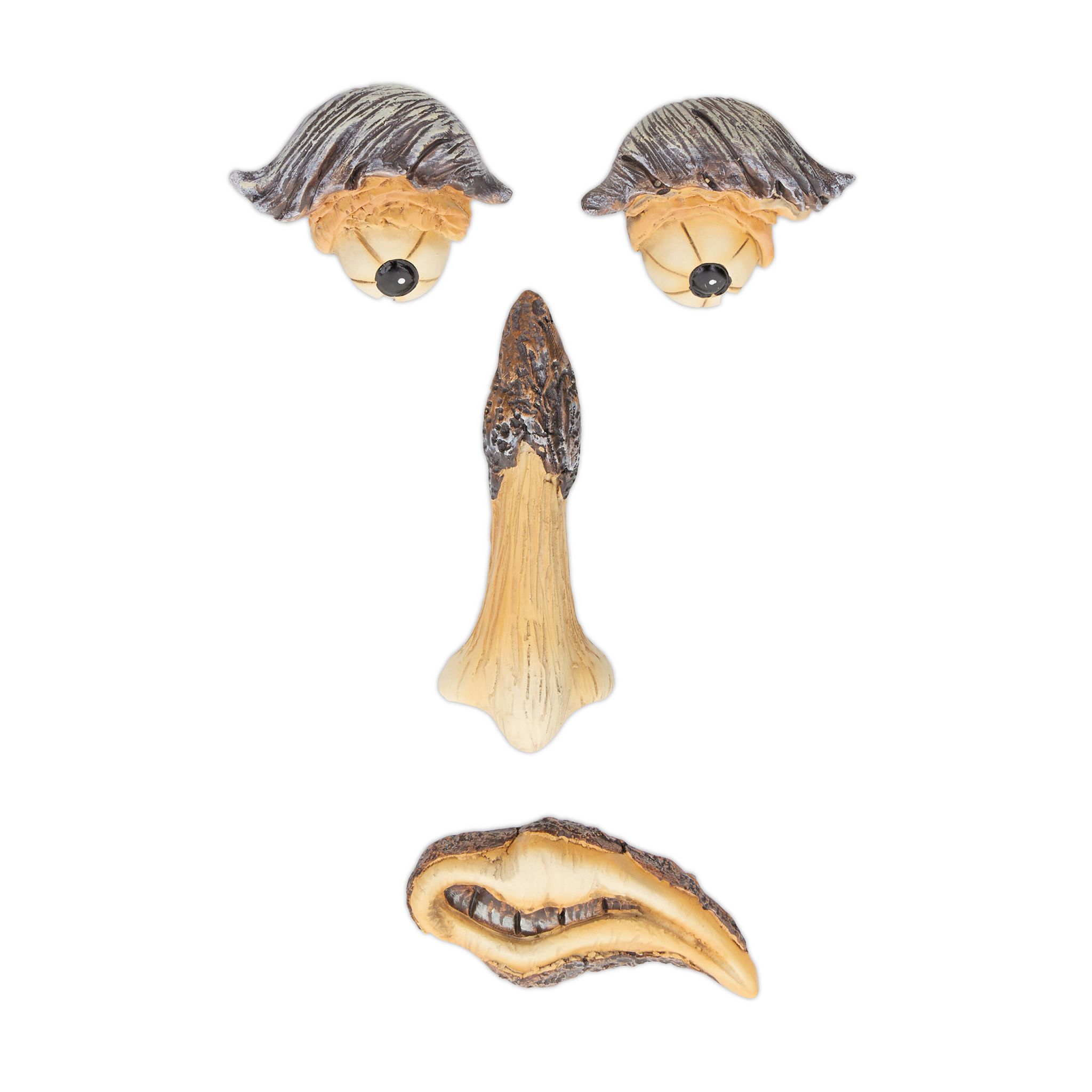 Baumgesicht 4-teilig Anthrazit-Beige-Hellbraun